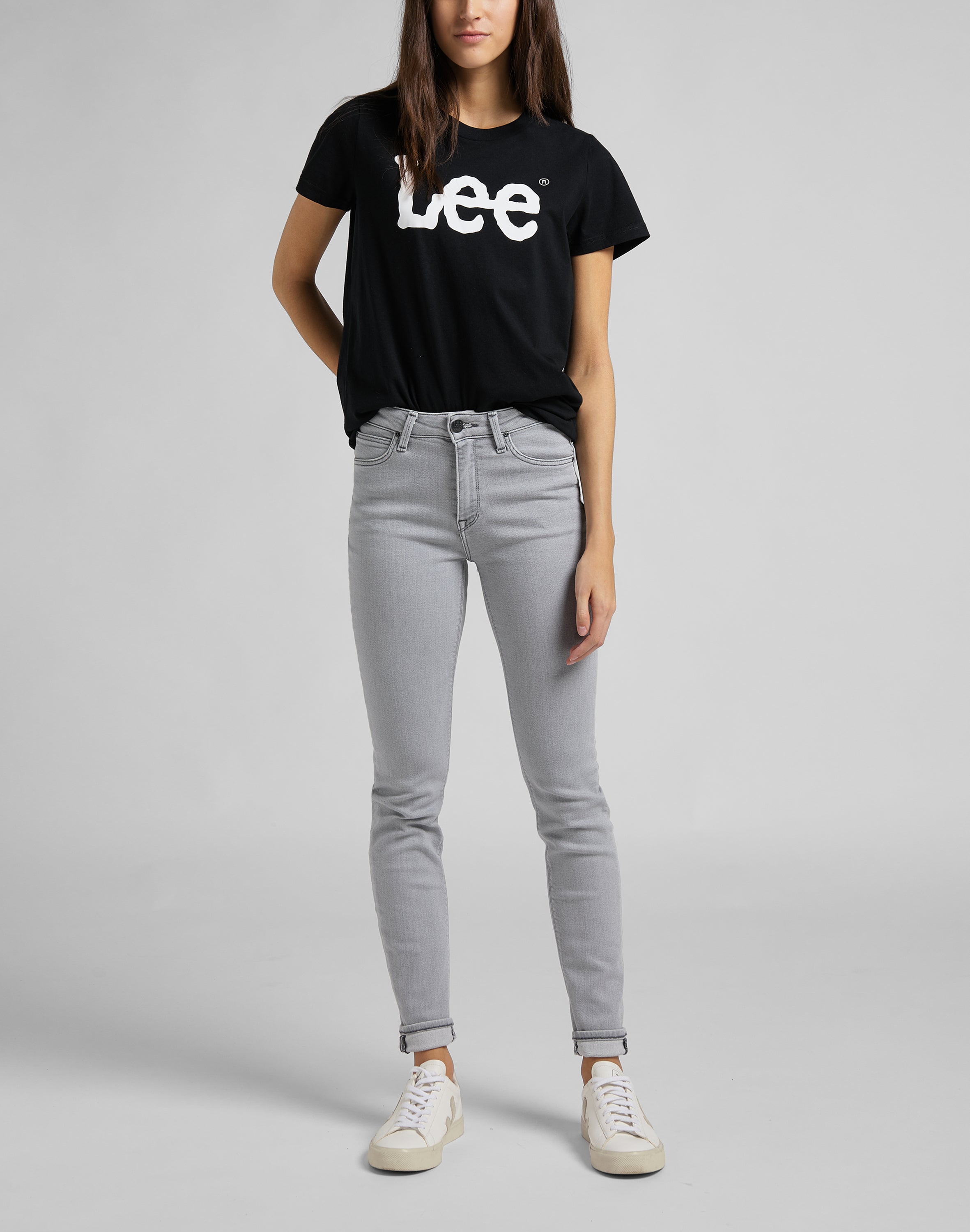 T-shirt con logo in nero Lee