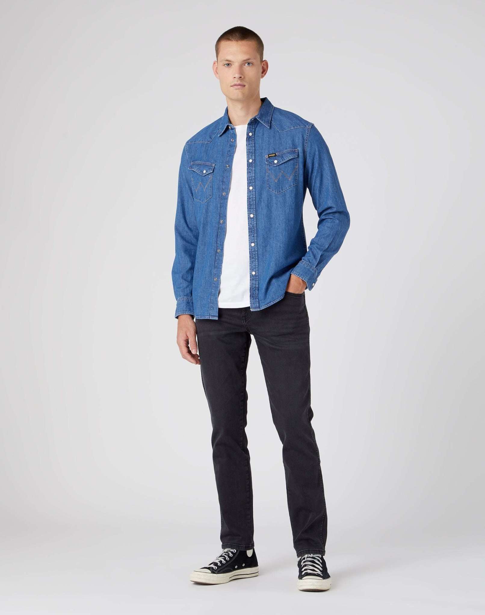 Jeans Texas Slim in Nero Corvo Wrangler