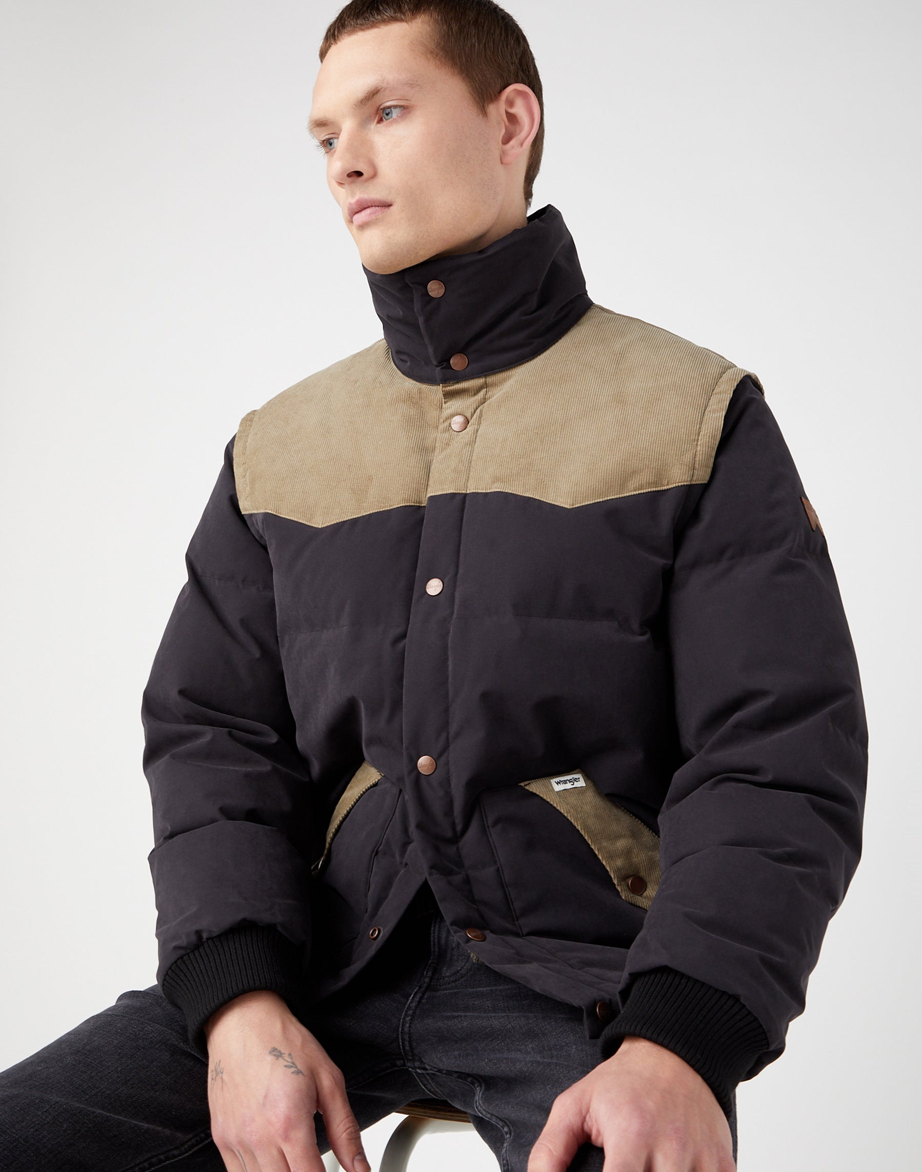 Giacca con maniche staccabili in nero Giacche Wrangler
