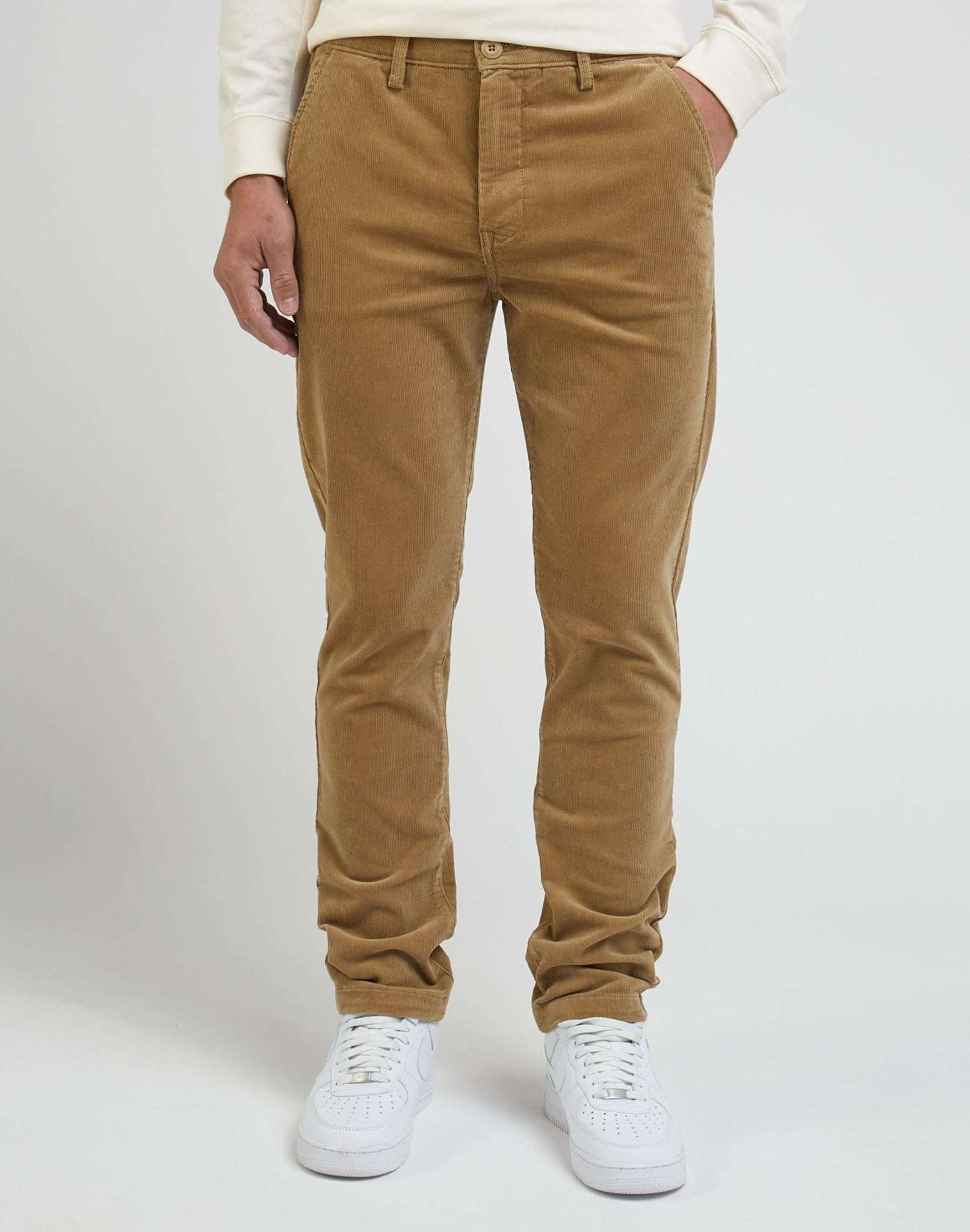 Pantaloni slim Chino in velluto a coste color argilla Lee
