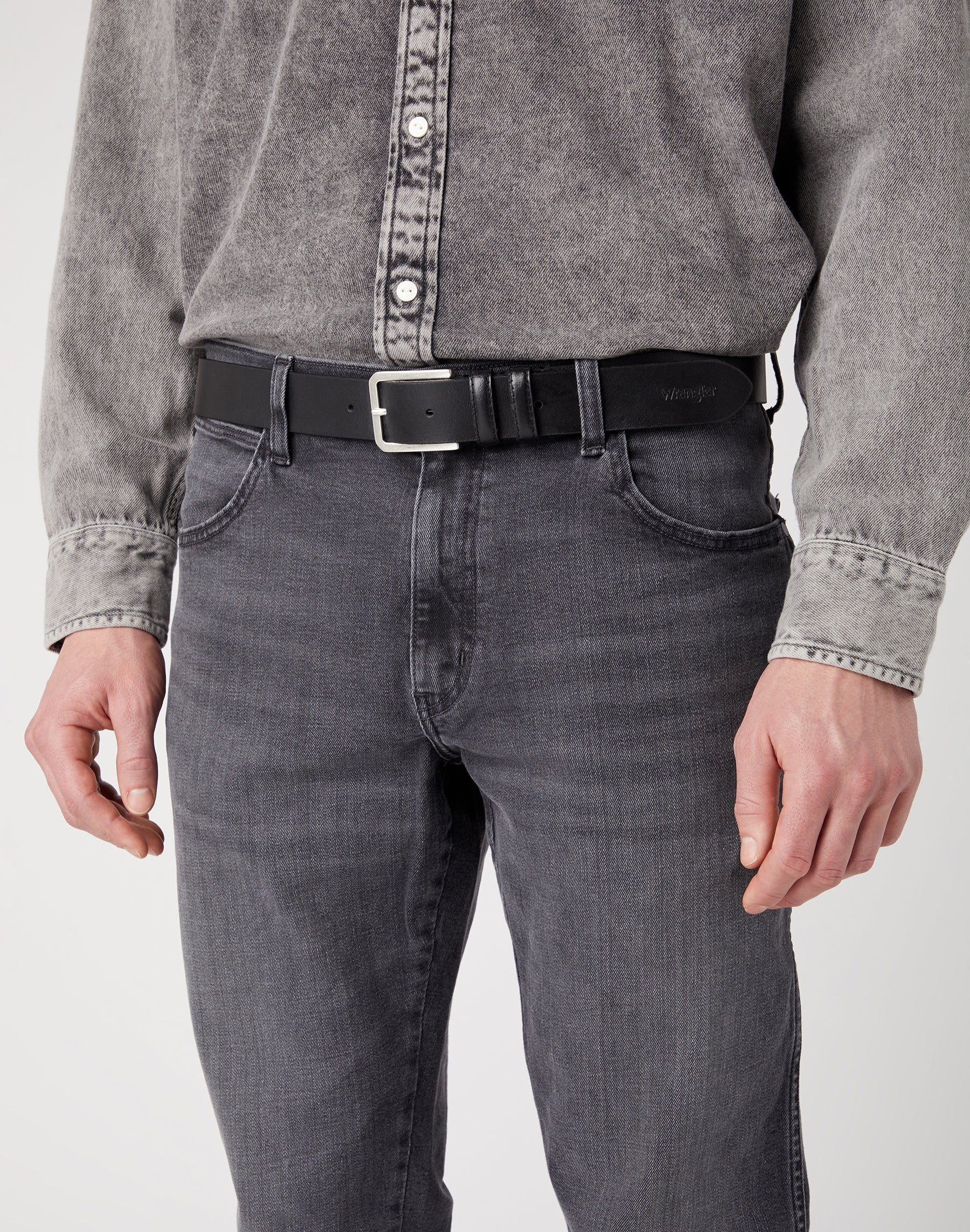 Cintura sottile in nero Cintura Wrangler