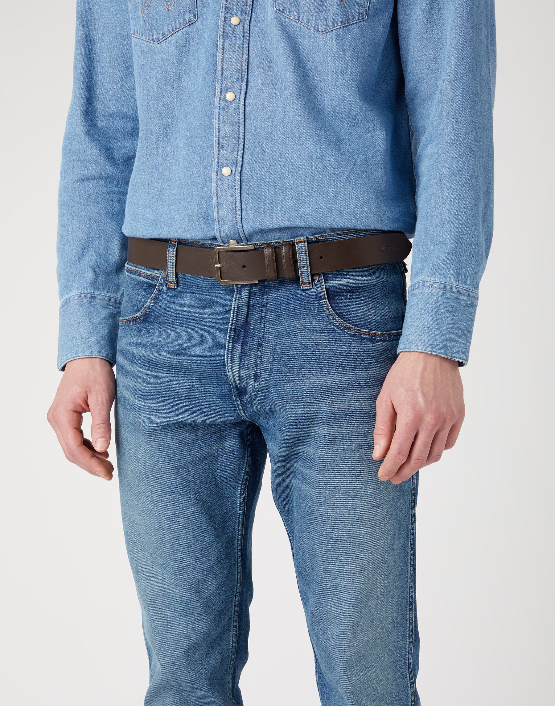 Cintura sottile in marrone Cintura Wrangler