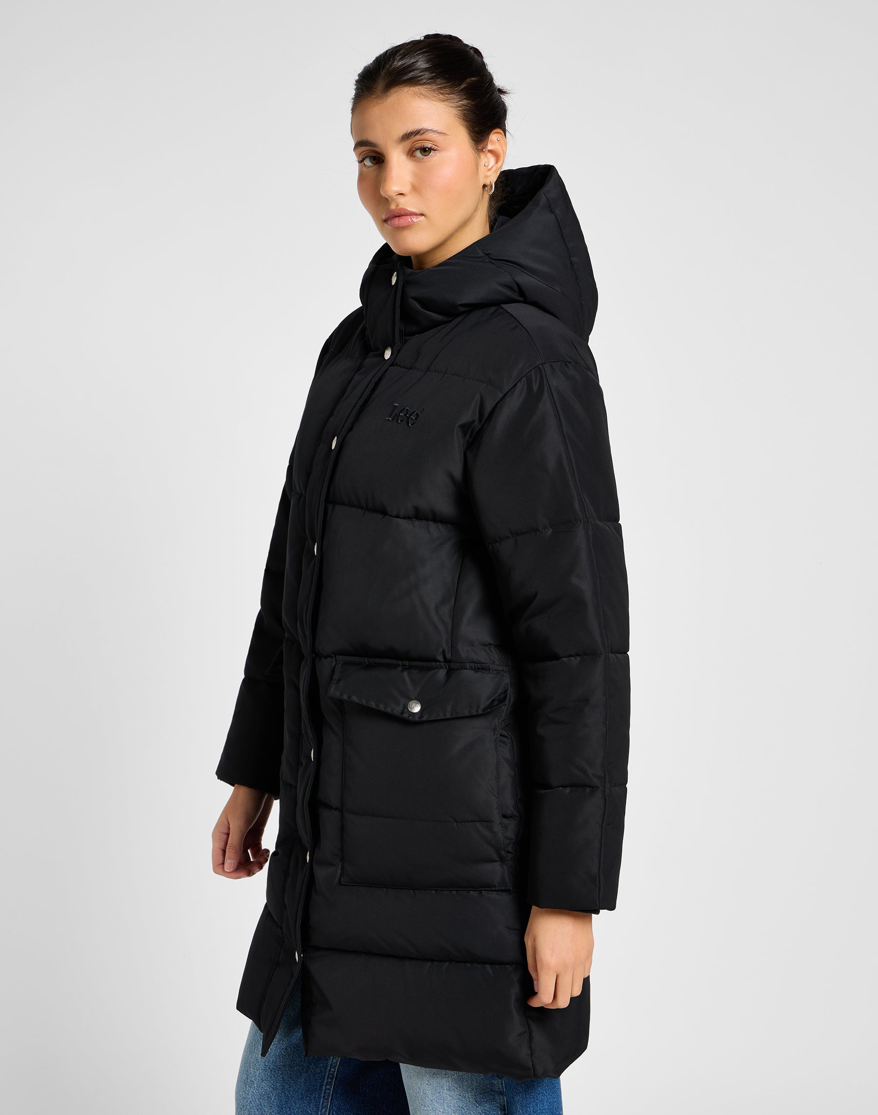 Giacca lunga Puffer in Unionall Black Jackets Lee