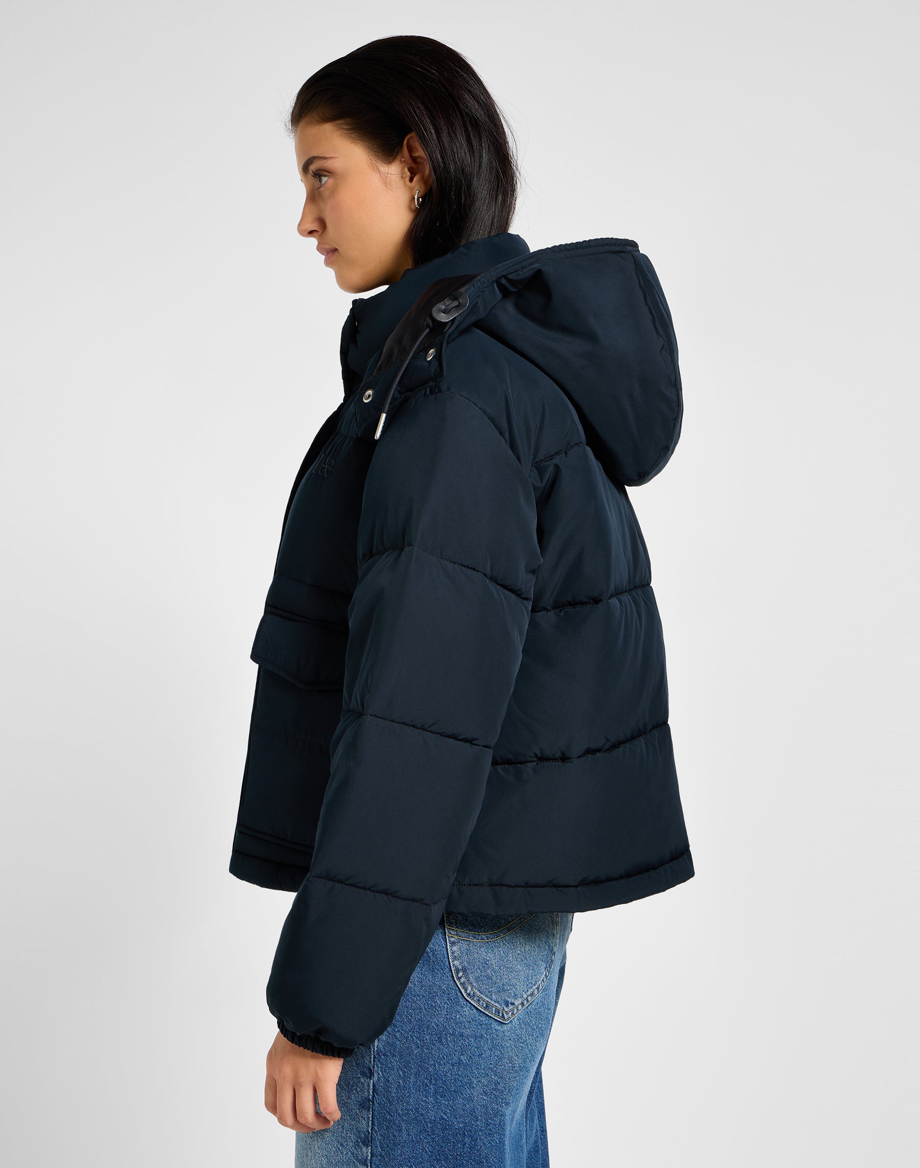 Puffer corto con cappuccio in Unionall Black Jackets Lee