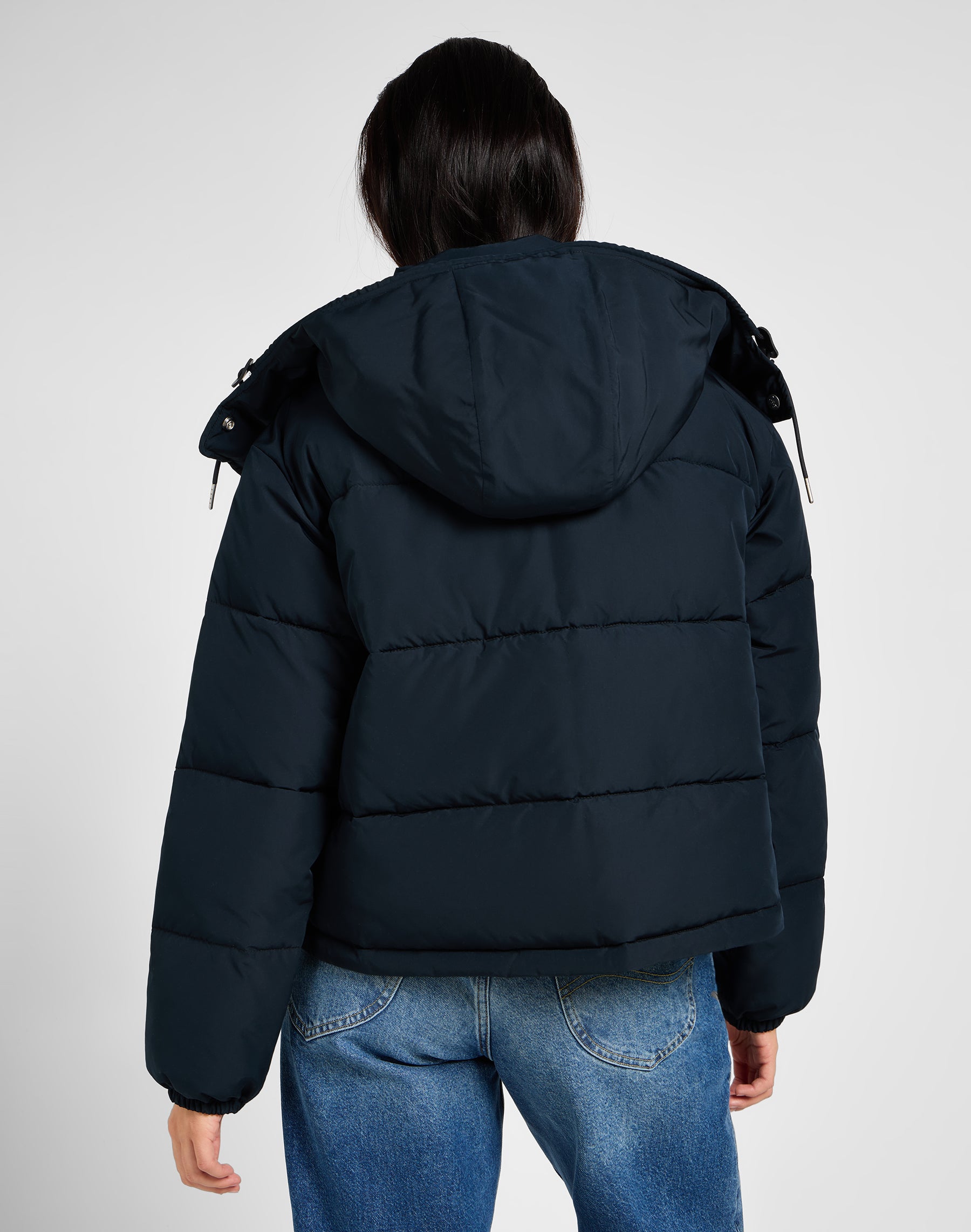 Puffer corto con cappuccio in Unionall Black Jackets Lee