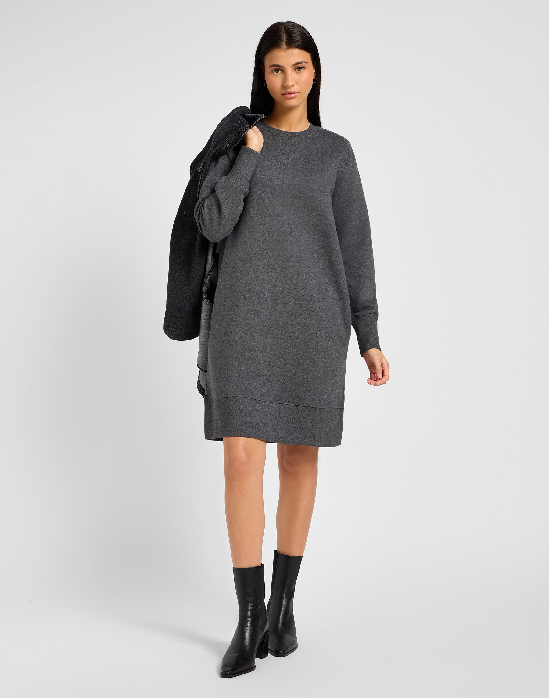 Vestito in felpa Raglan in grigio antracite Abiti Lee