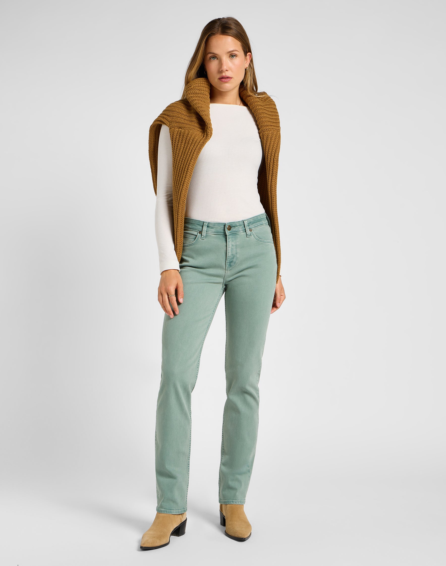 Pantaloni Marion Straight in salvia smorzata Lee