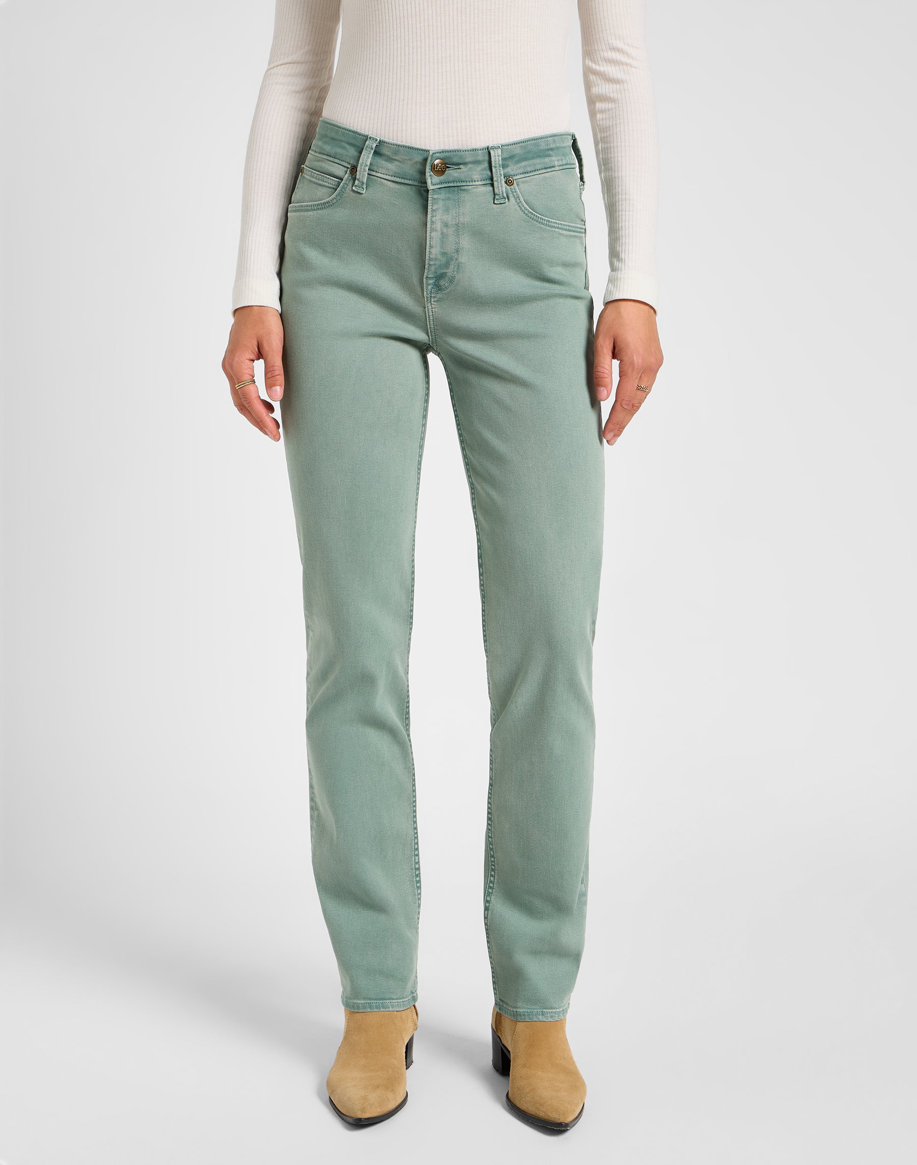 Pantaloni Marion Straight in salvia smorzata Lee