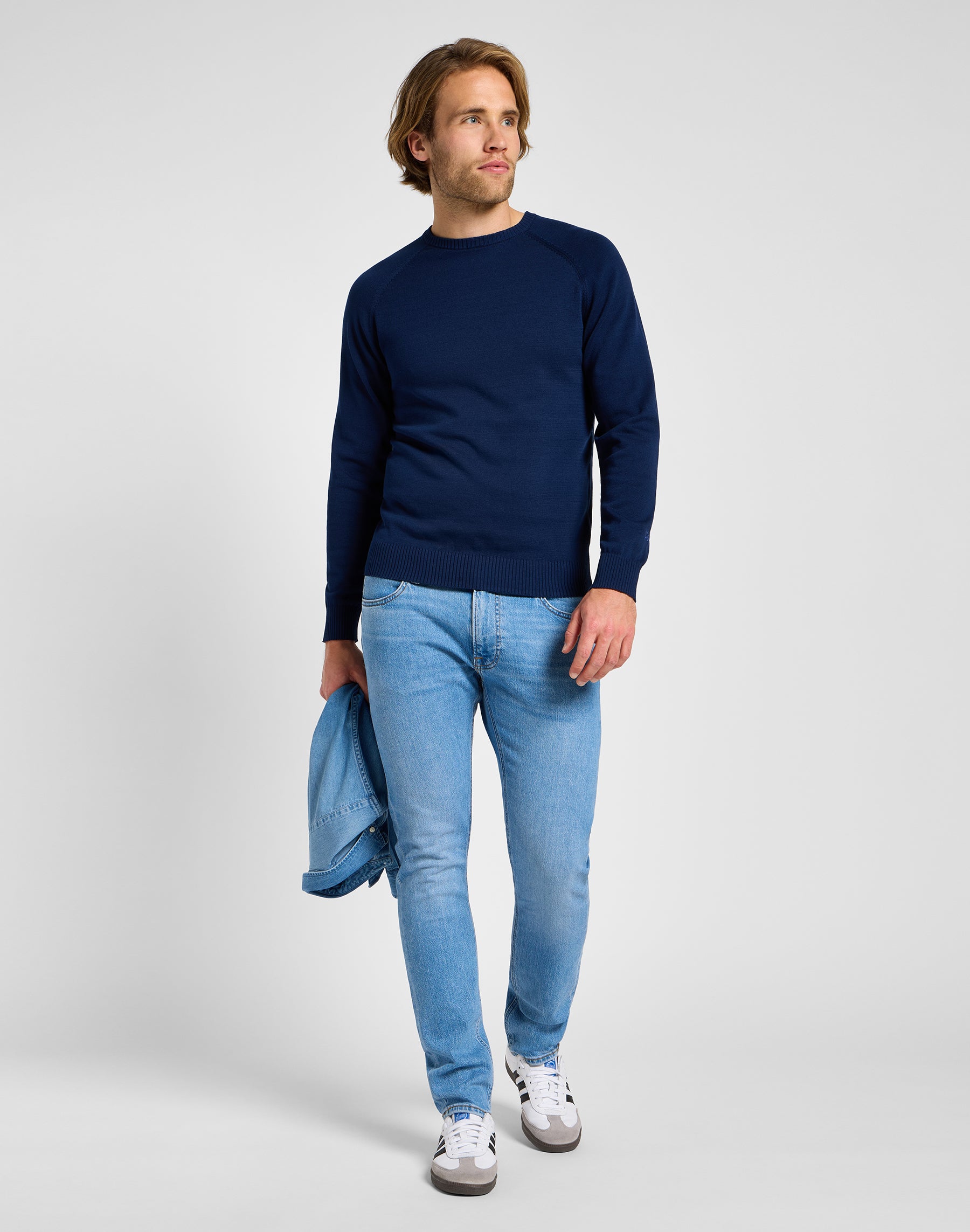 Maglione raglan Clean in felpa True Navy Lee