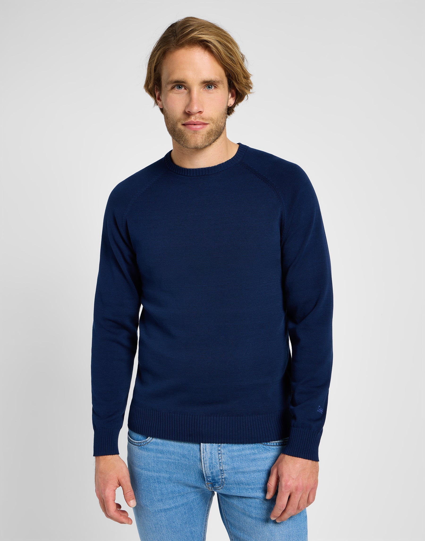 Maglione raglan Clean in felpa True Navy Lee