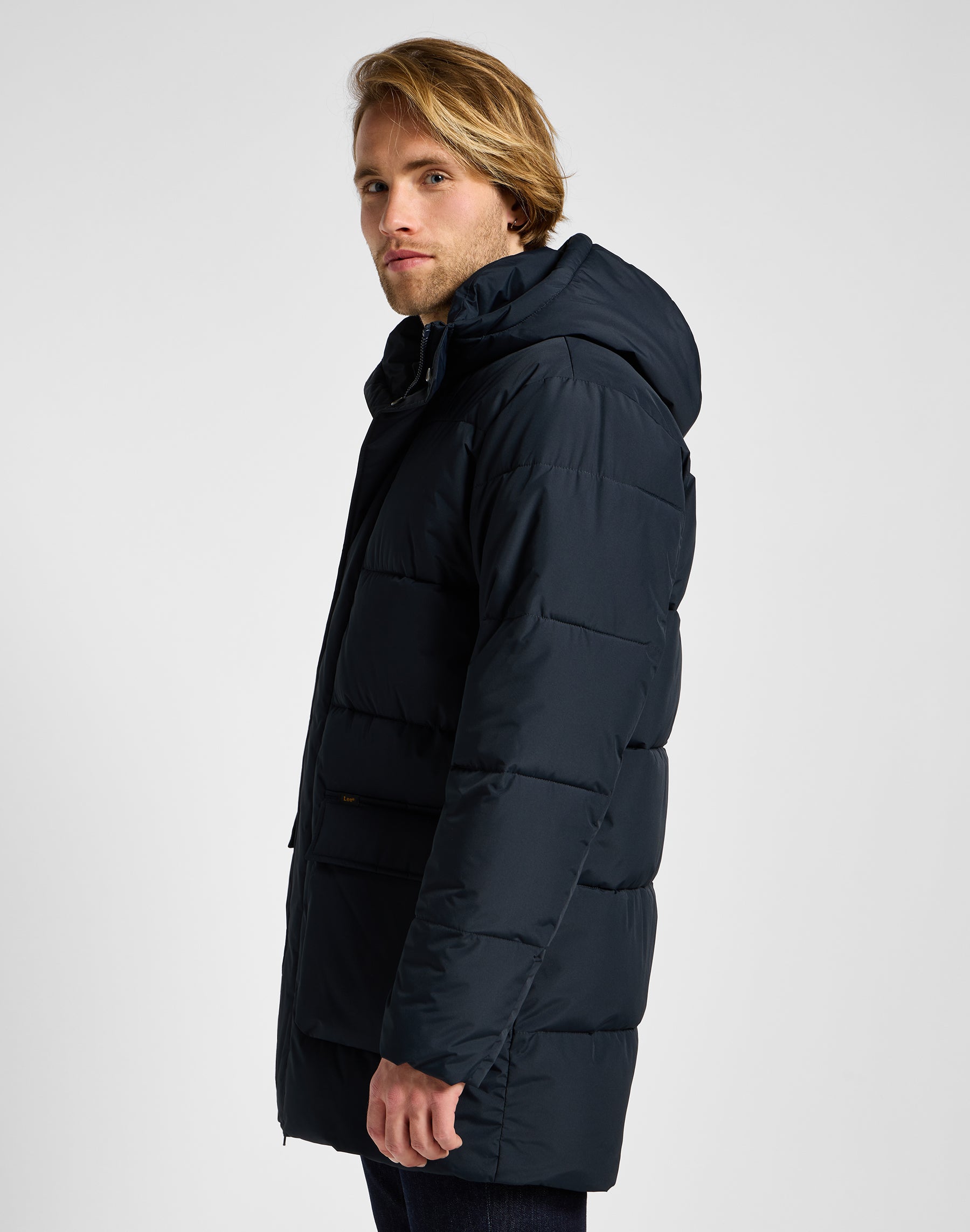 Giacca lunga Puffer in nero Lee