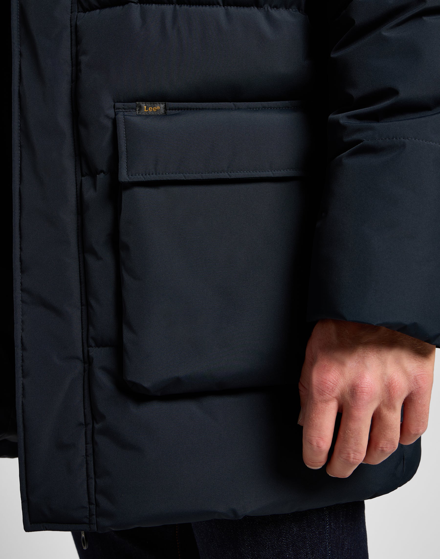 Giacca lunga Puffer in nero Lee