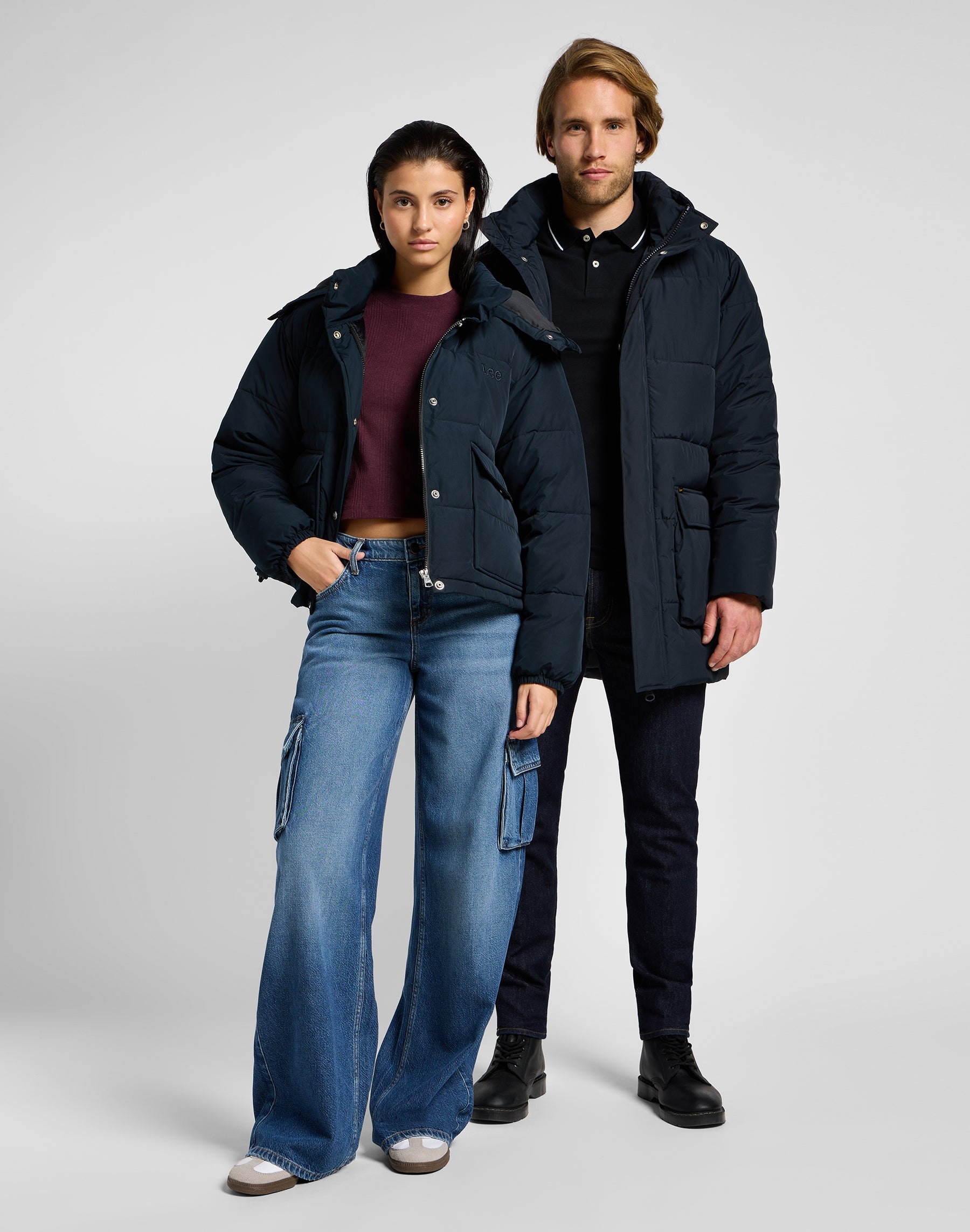 Giacca lunga Puffer in nero Lee