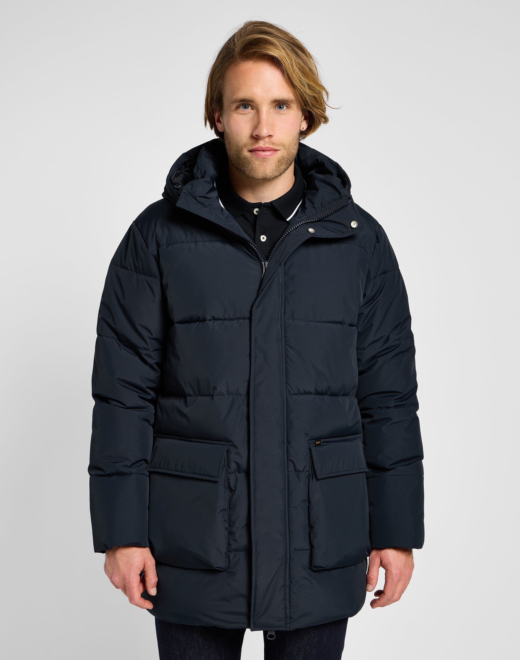 Giacca lunga Puffer in nero Lee