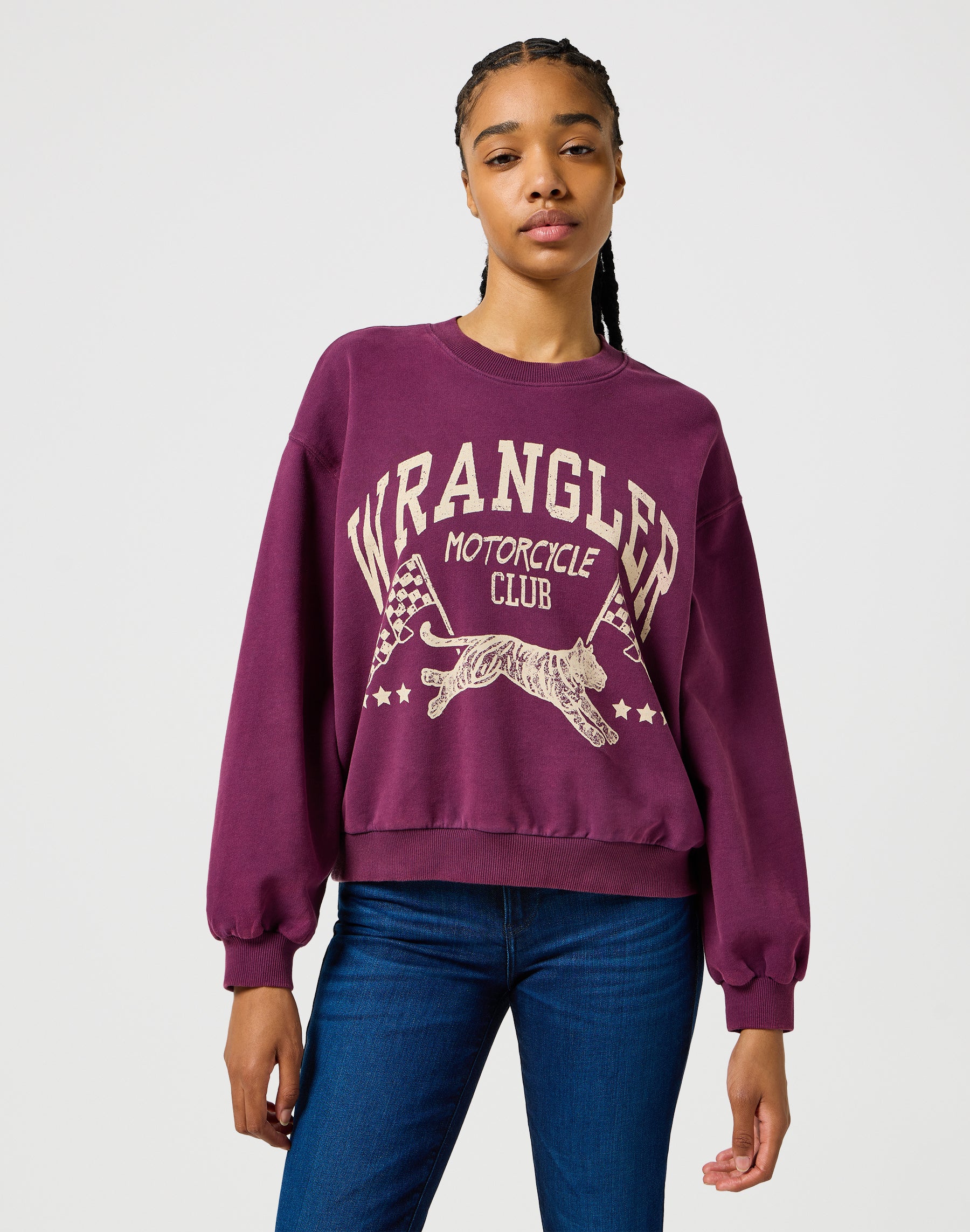 Felpa oversize in prugna italiana Felpe Wrangler
