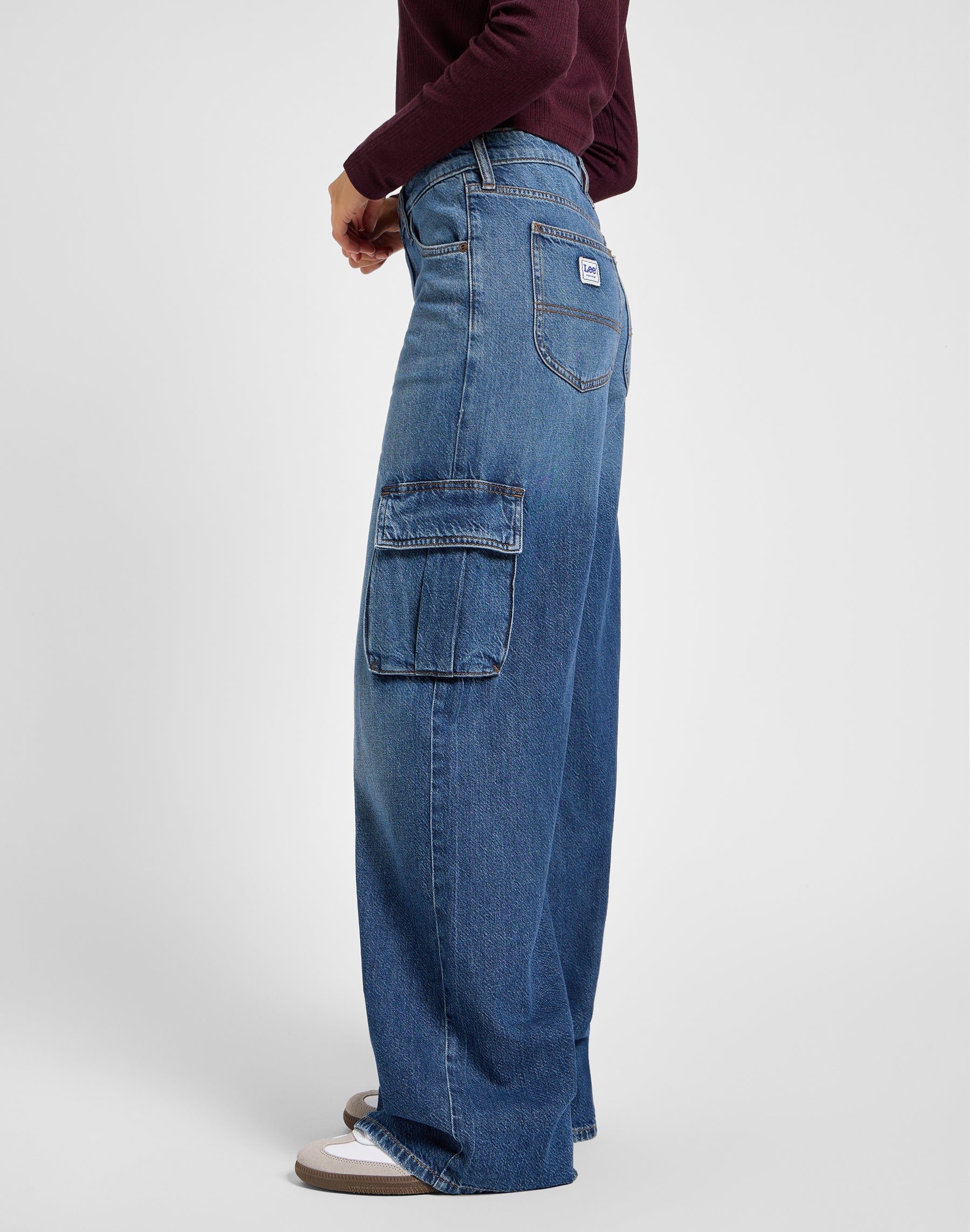 Jeans Slouch cargo in indaco lucido Lee