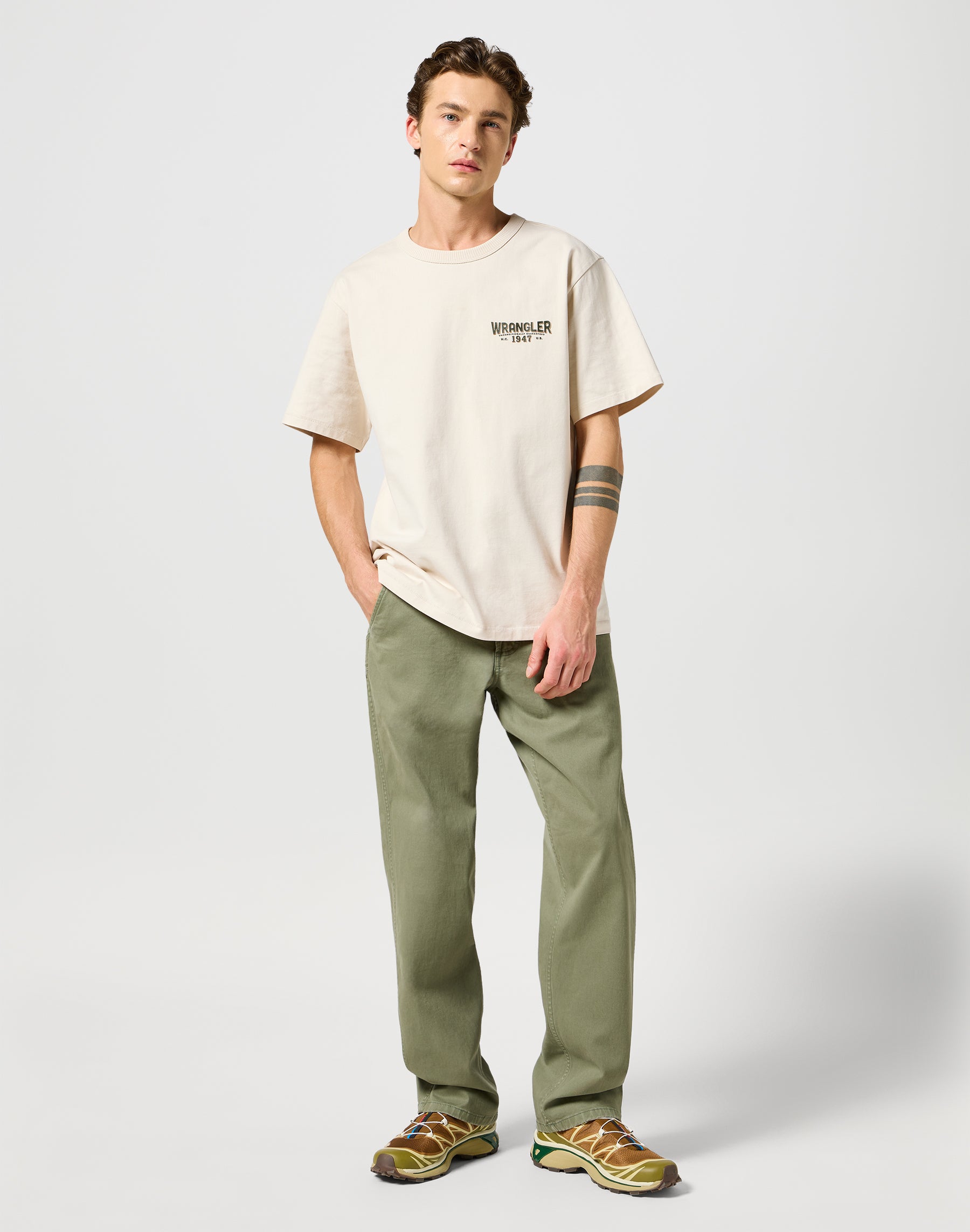 Pantaloni Casey Jones Chino Relaxed in Dusty Olive Wrangler