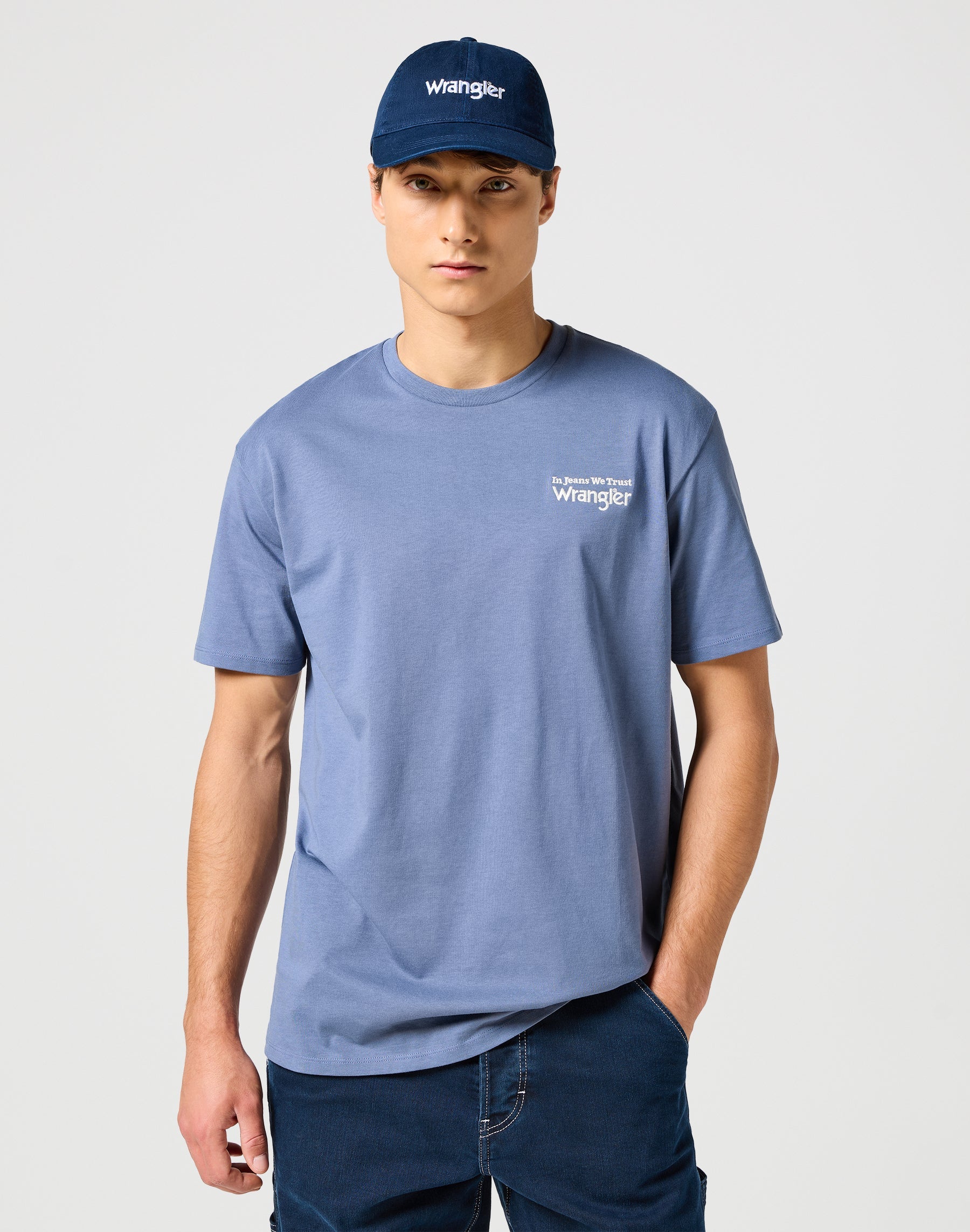 Cappello con logo lavato in cappelli Wrangler di colore blu scuro