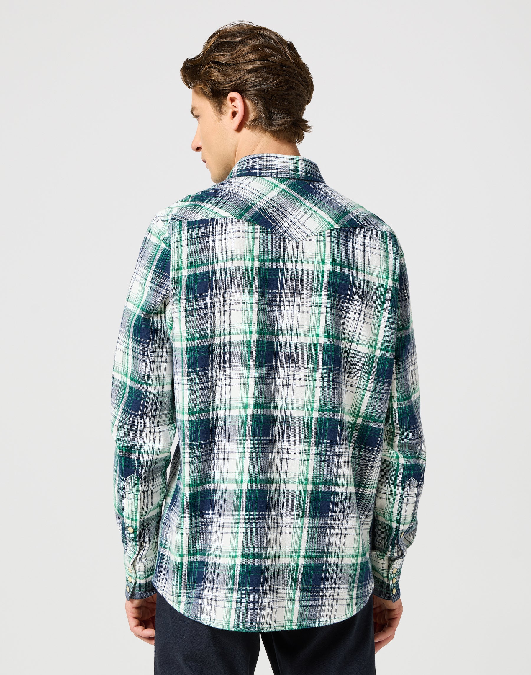 Western Camicia in Verde Blu Camicie Wrangler