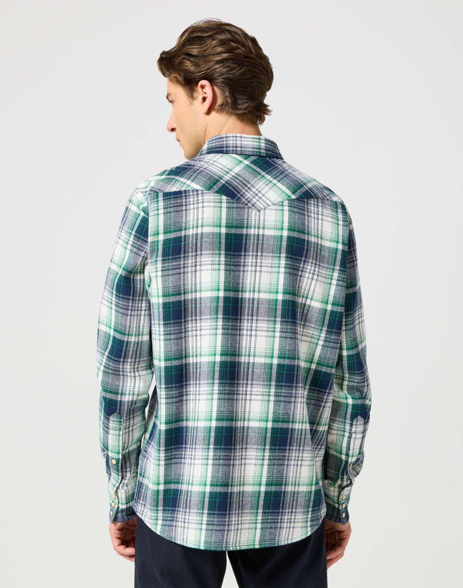 Western Camicia in Verde Blu Camicie Wrangler