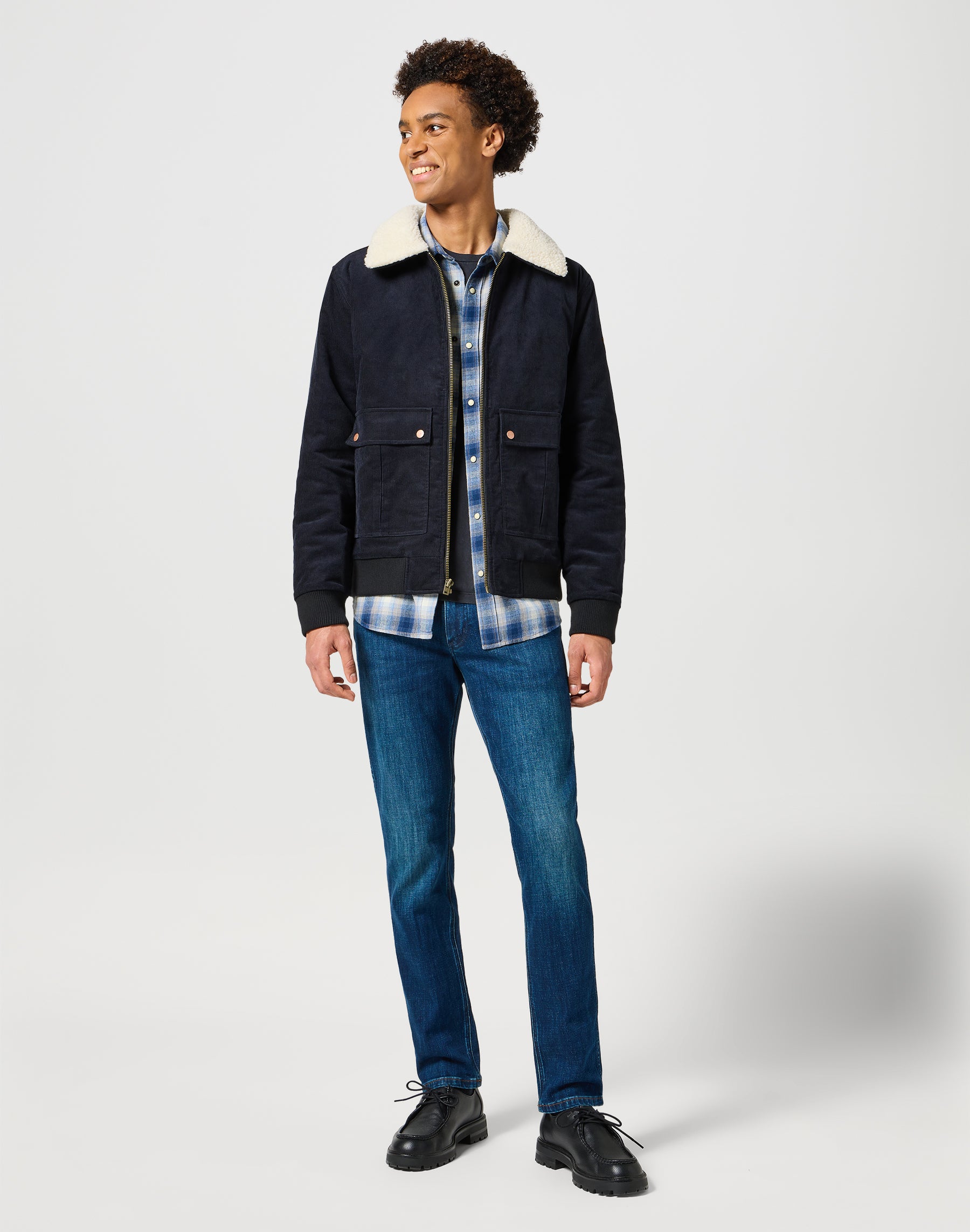 Aviatore in velluto a coste con giacca nera Wrangler