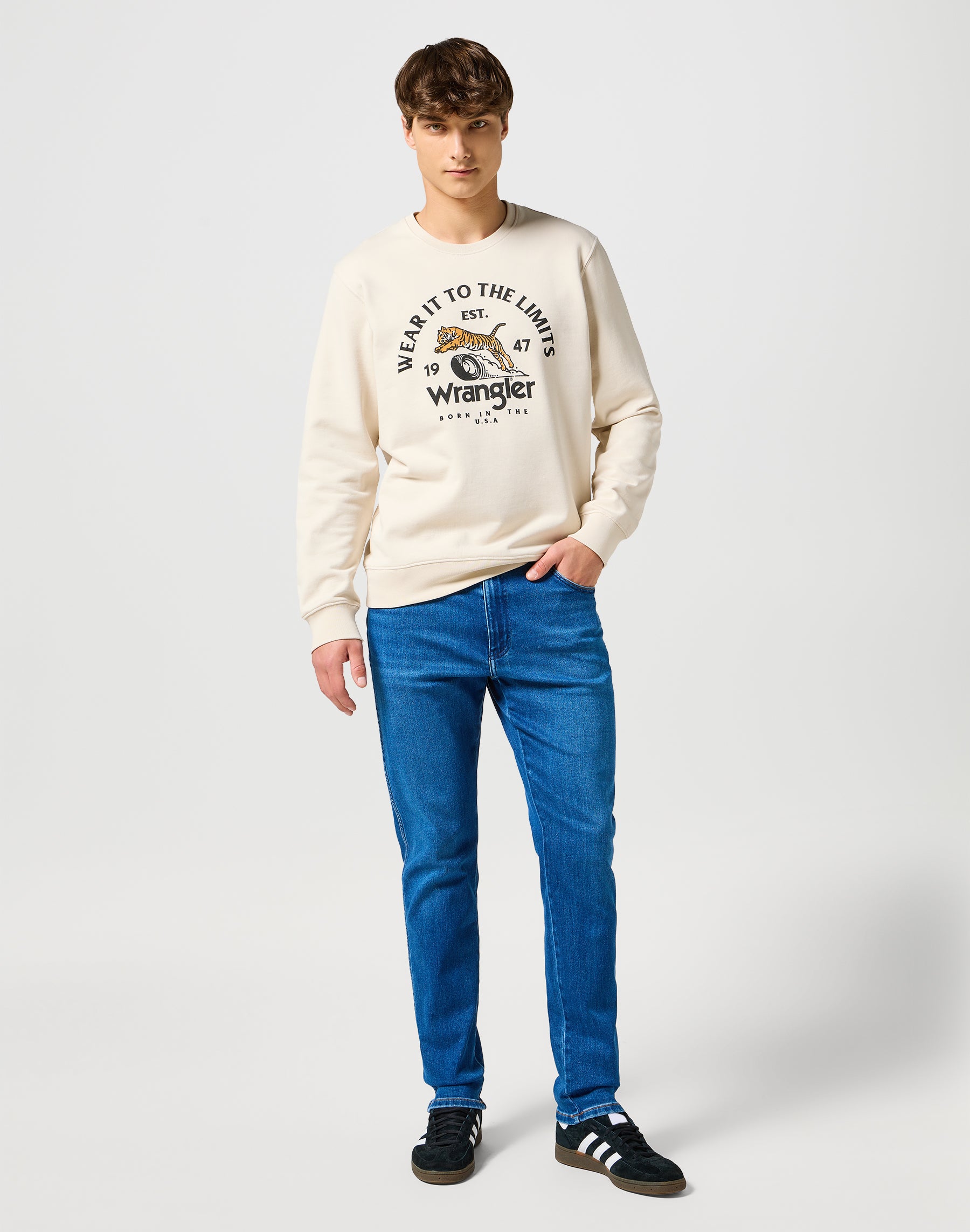 Felpa girocollo in bianco vintage Felpe Wrangler