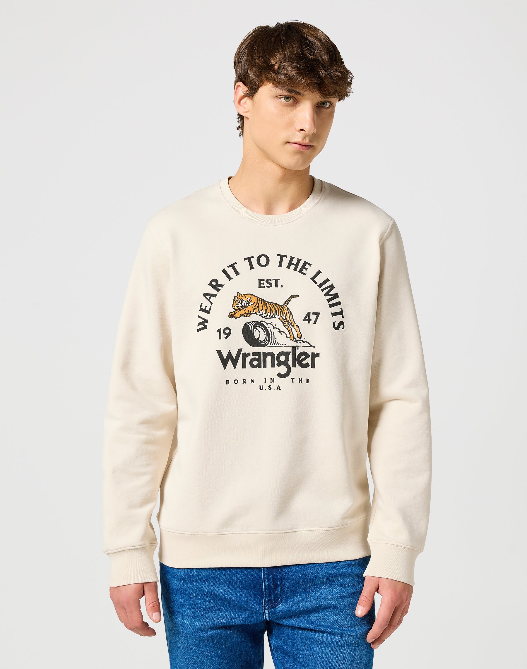 Felpa girocollo in bianco vintage Felpe Wrangler