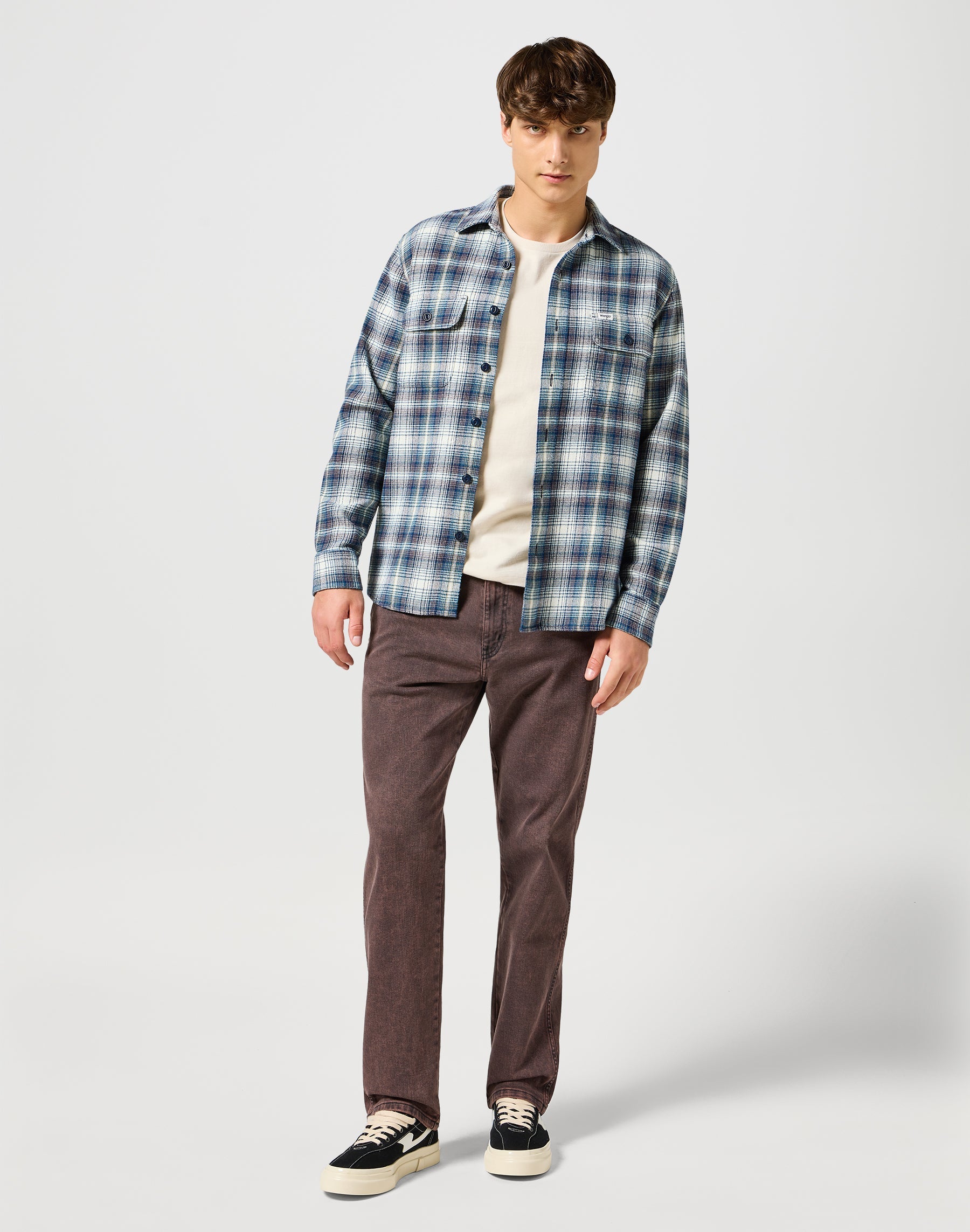 Camicia a due tasche in blu e grigio Camicie Wrangler