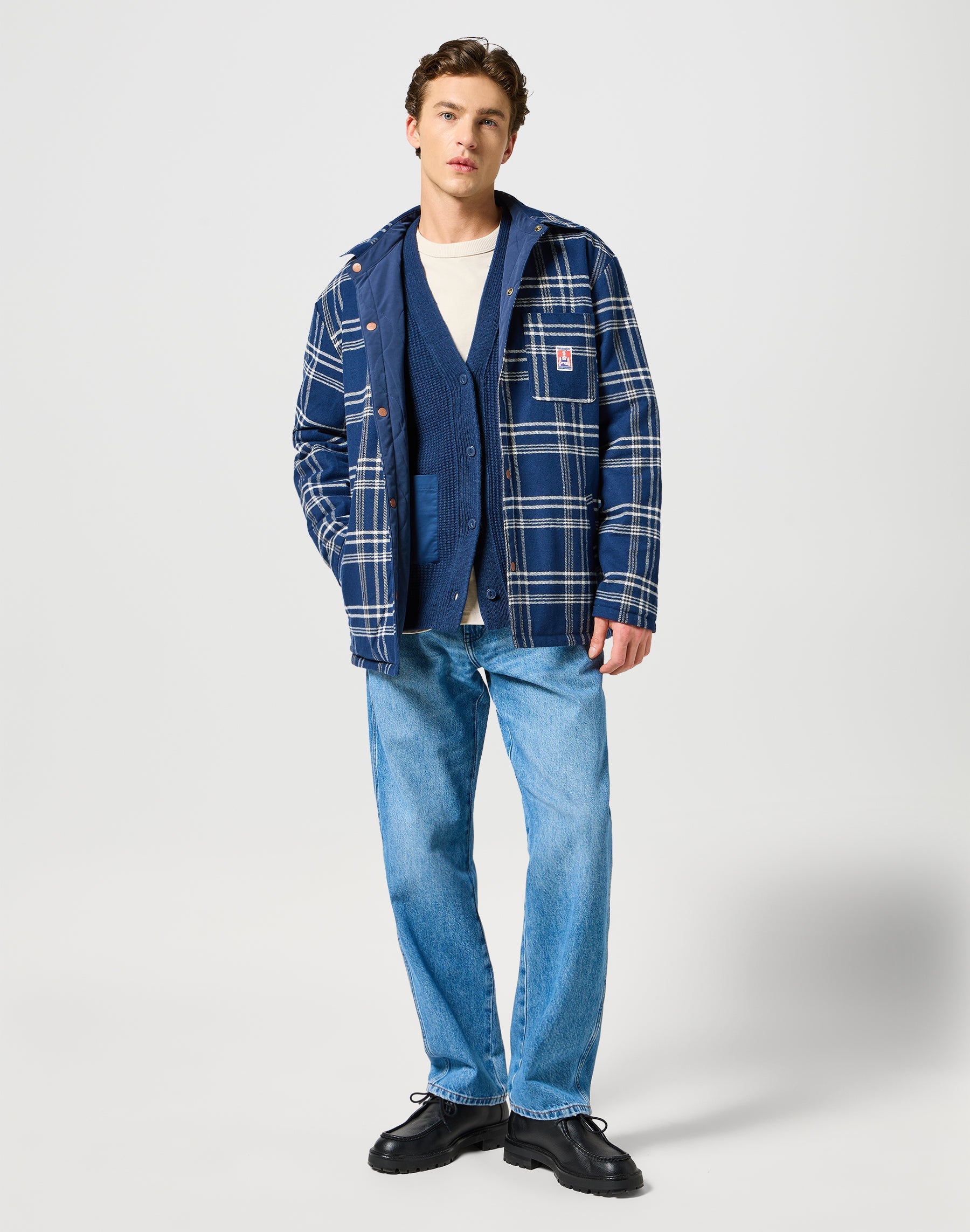 T-shirt a maniche corte in tinta unita in bianco vintage Wrangler