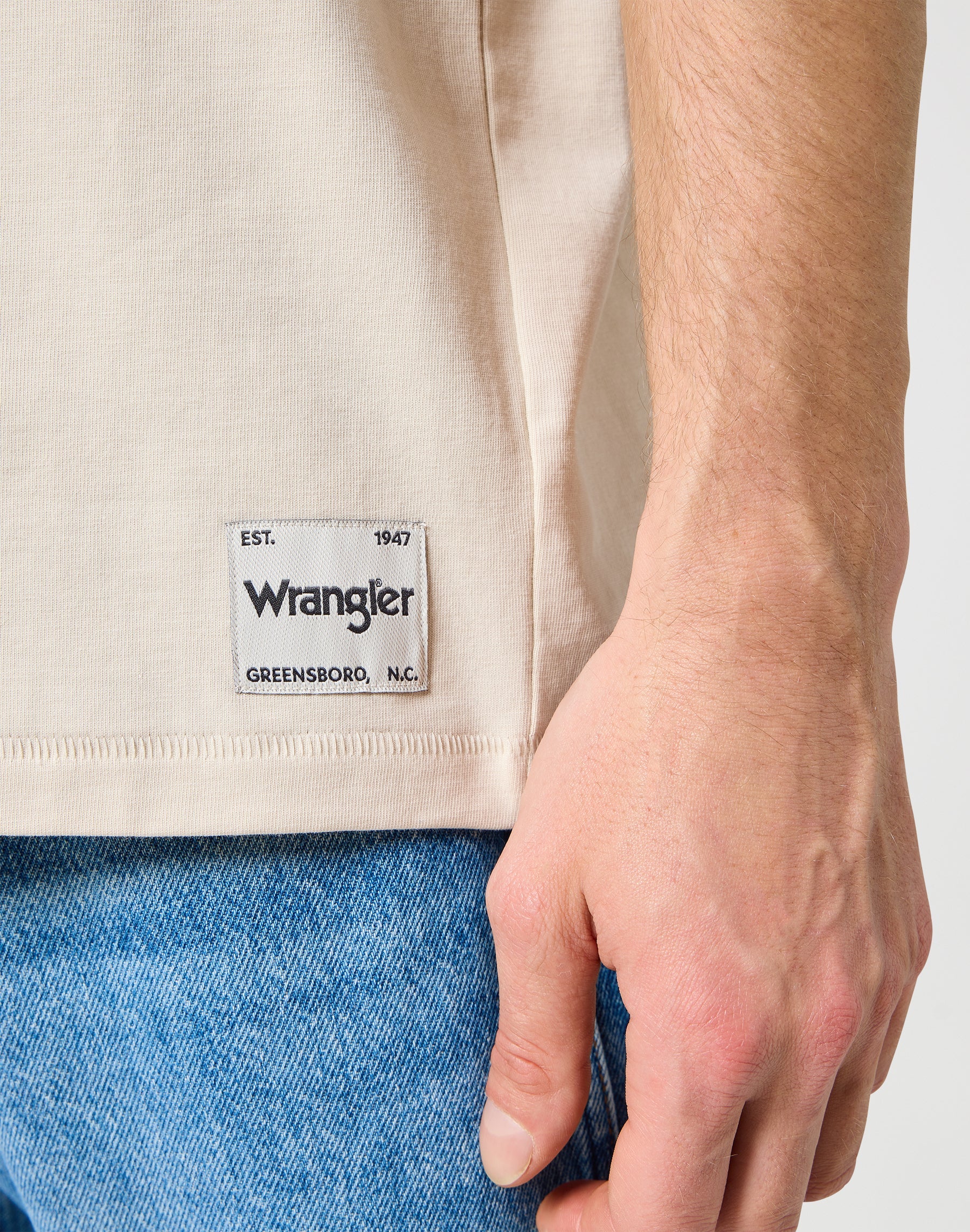 T-shirt a maniche corte in tinta unita in bianco vintage Wrangler