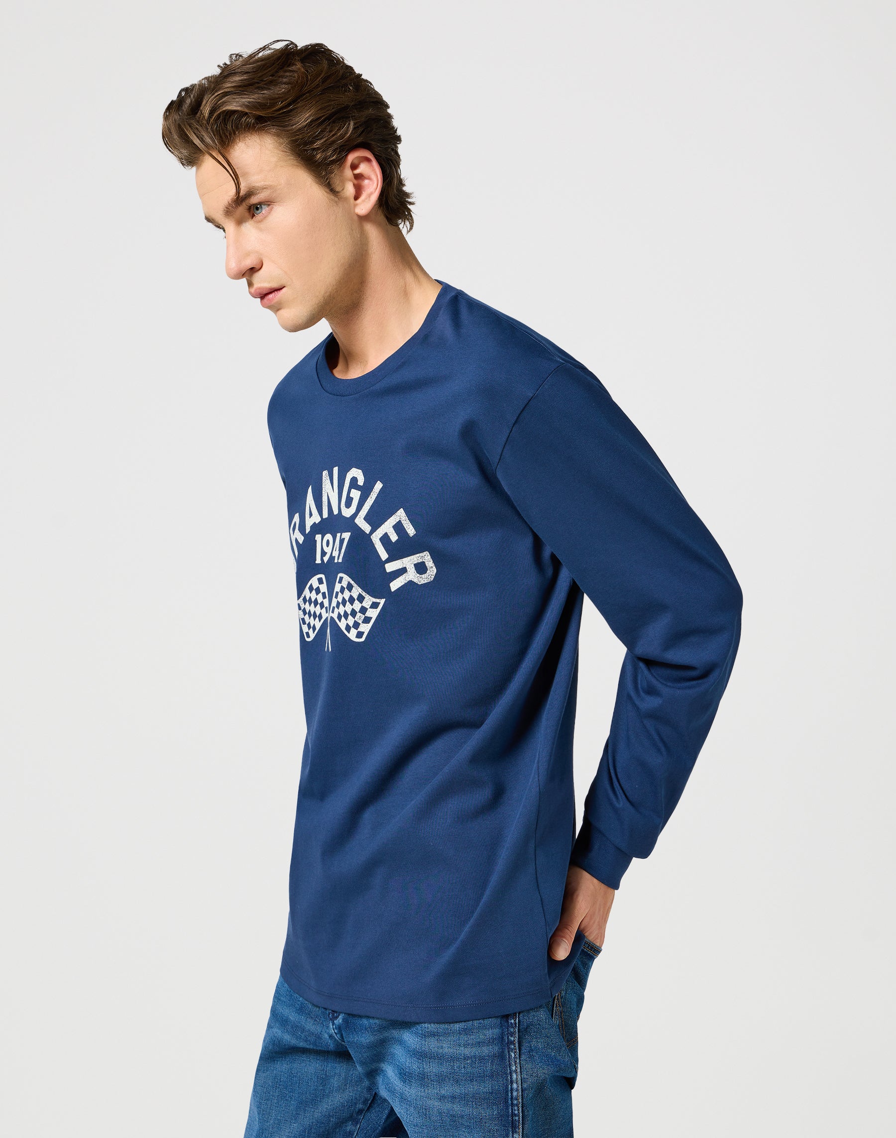 Maglietta grafica a maniche lunghe in Marina Magliette Wrangler
