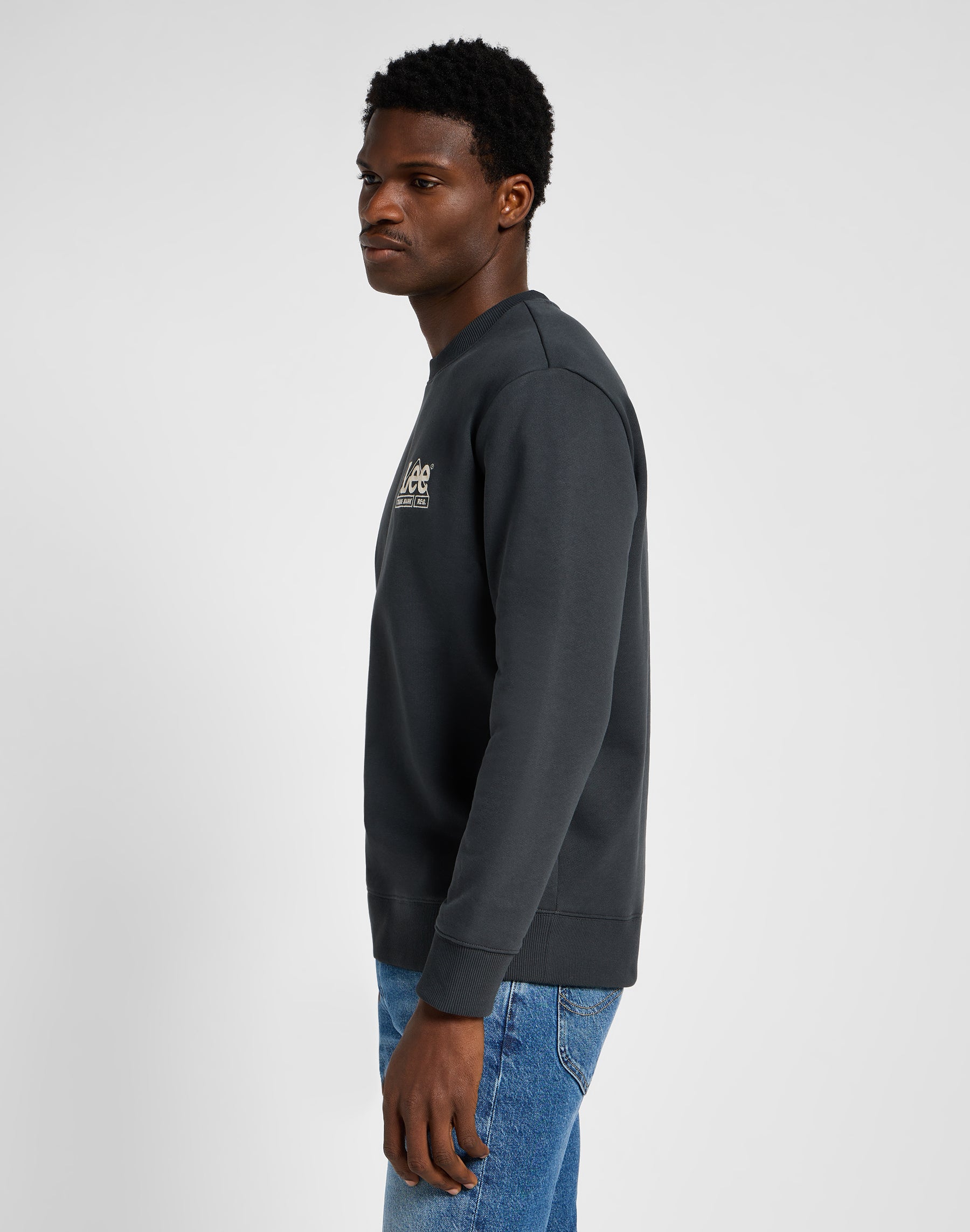 Maglione girocollo stagionale in felpa nera lavata Lee