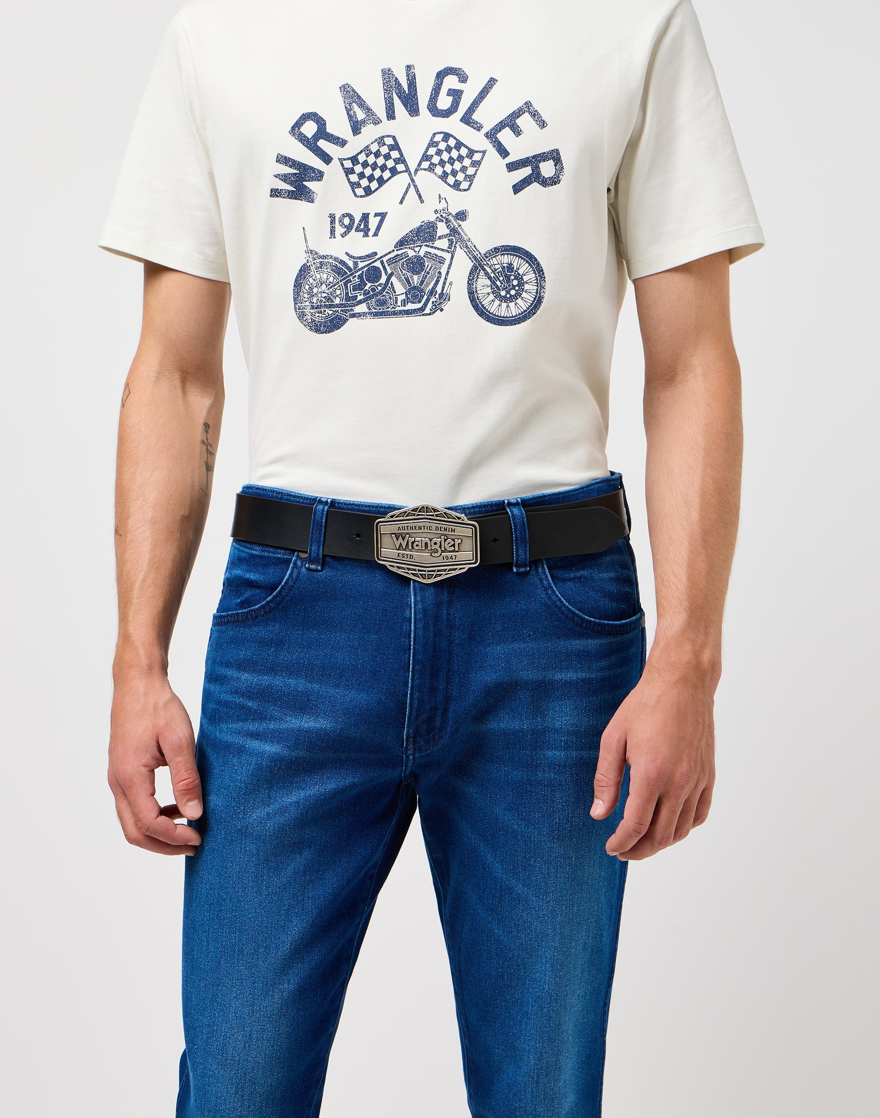 Cintura con fibbia grande in nero Cintura Wrangler