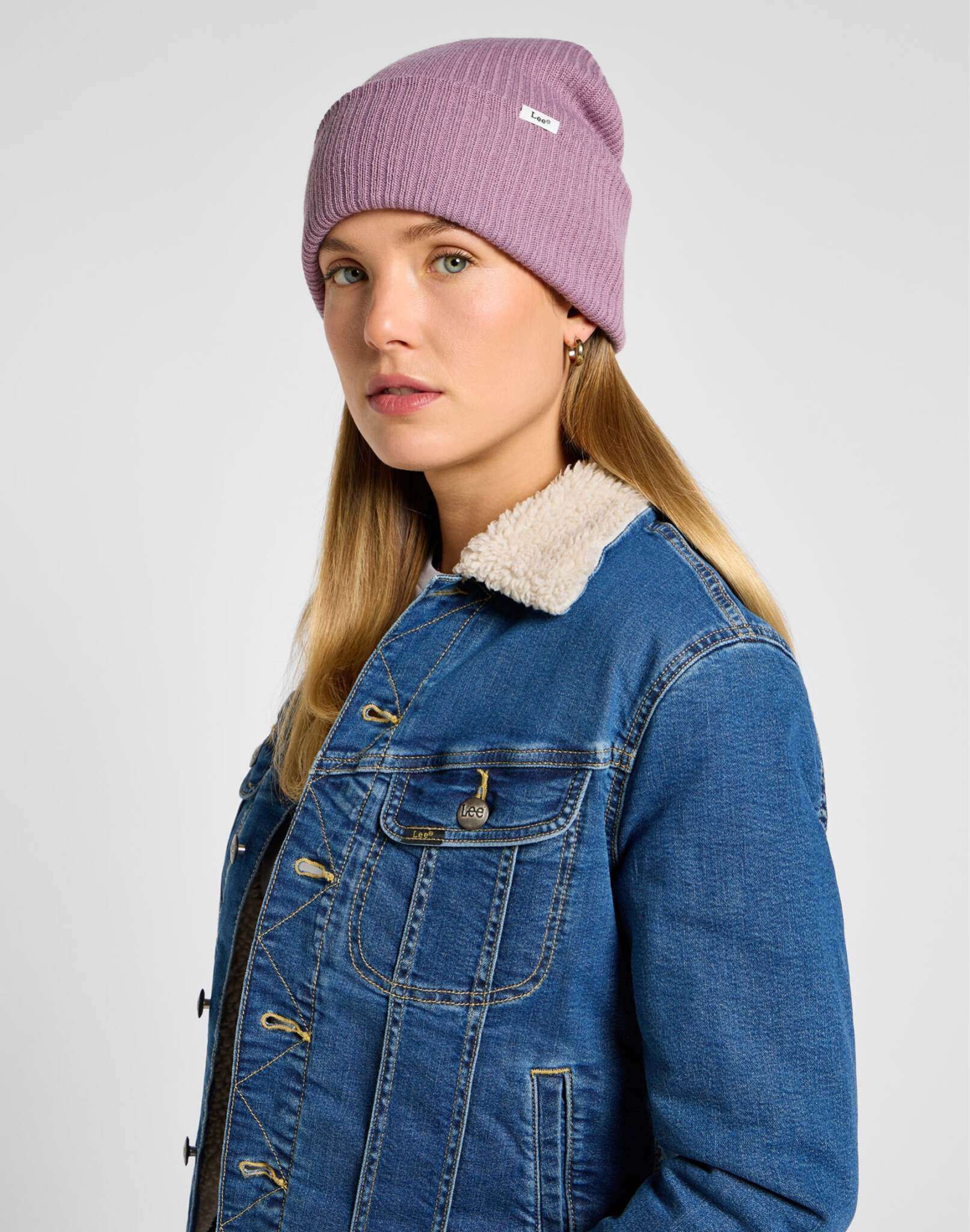 Berretto a coste in Pretty Plum Lee