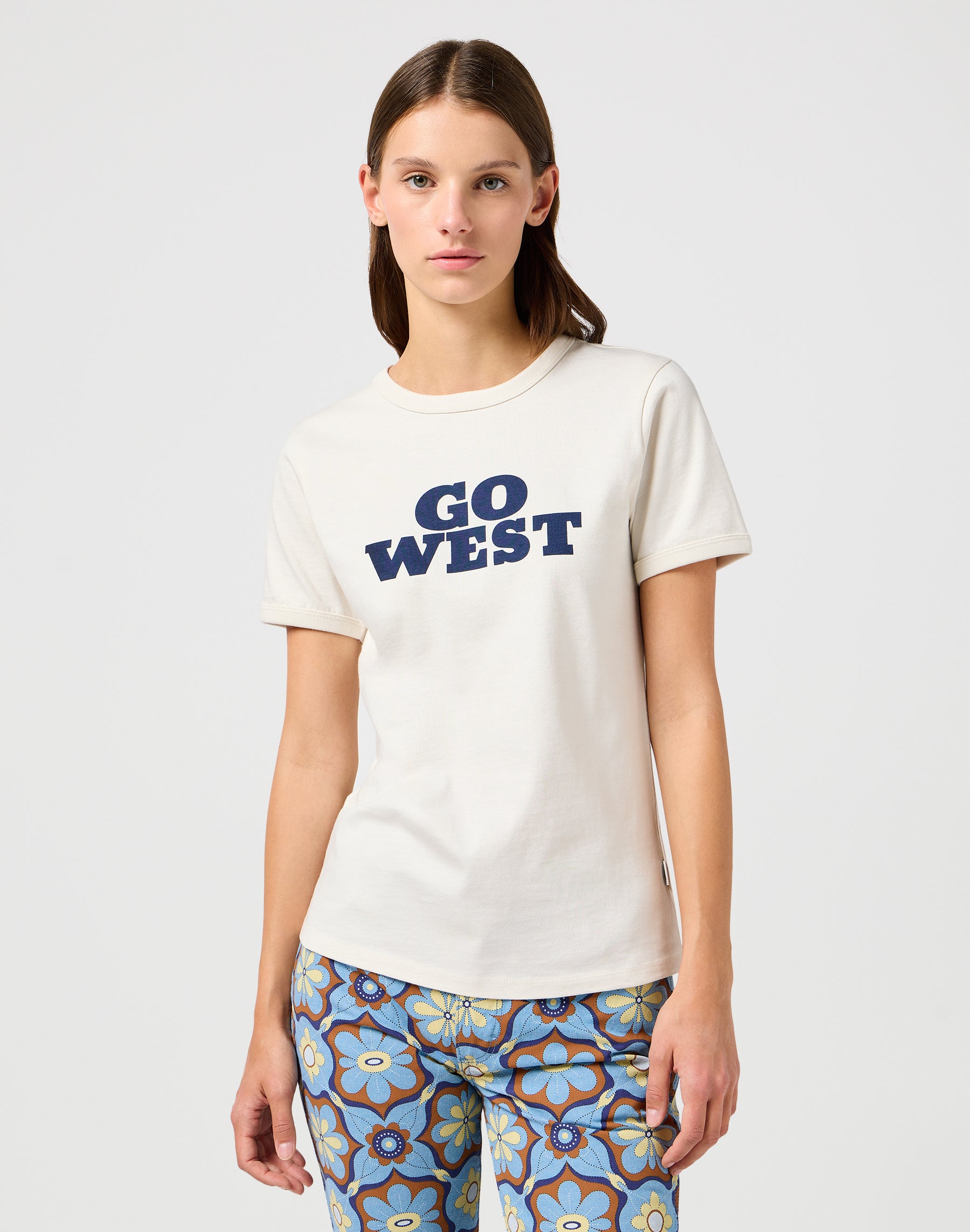 Maglietta Ringer in bianco vintage Magliette Wrangler