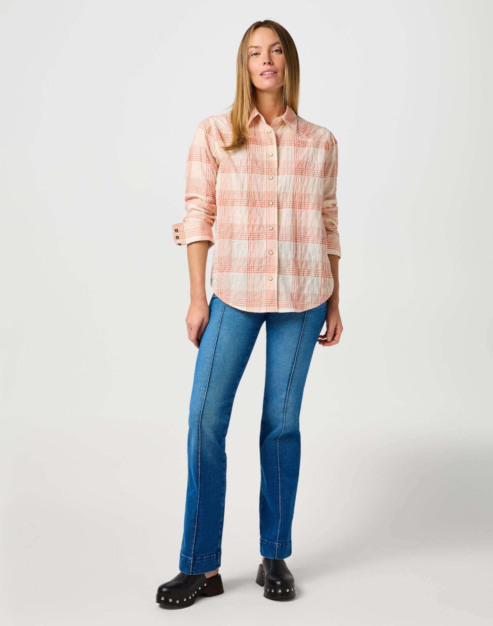 Flare in jeans blu tinta unita Wrangler