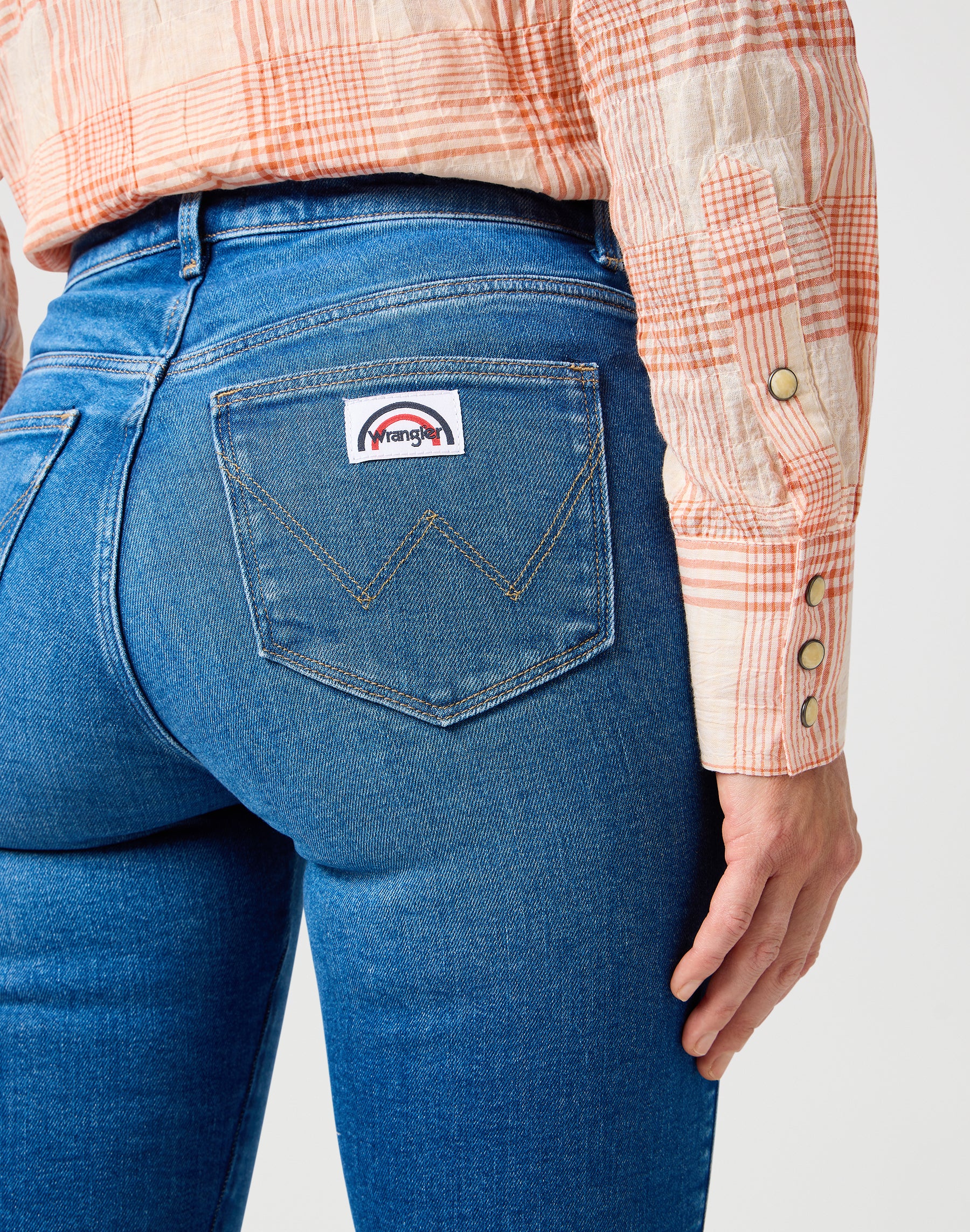 Flare in jeans blu tinta unita Wrangler