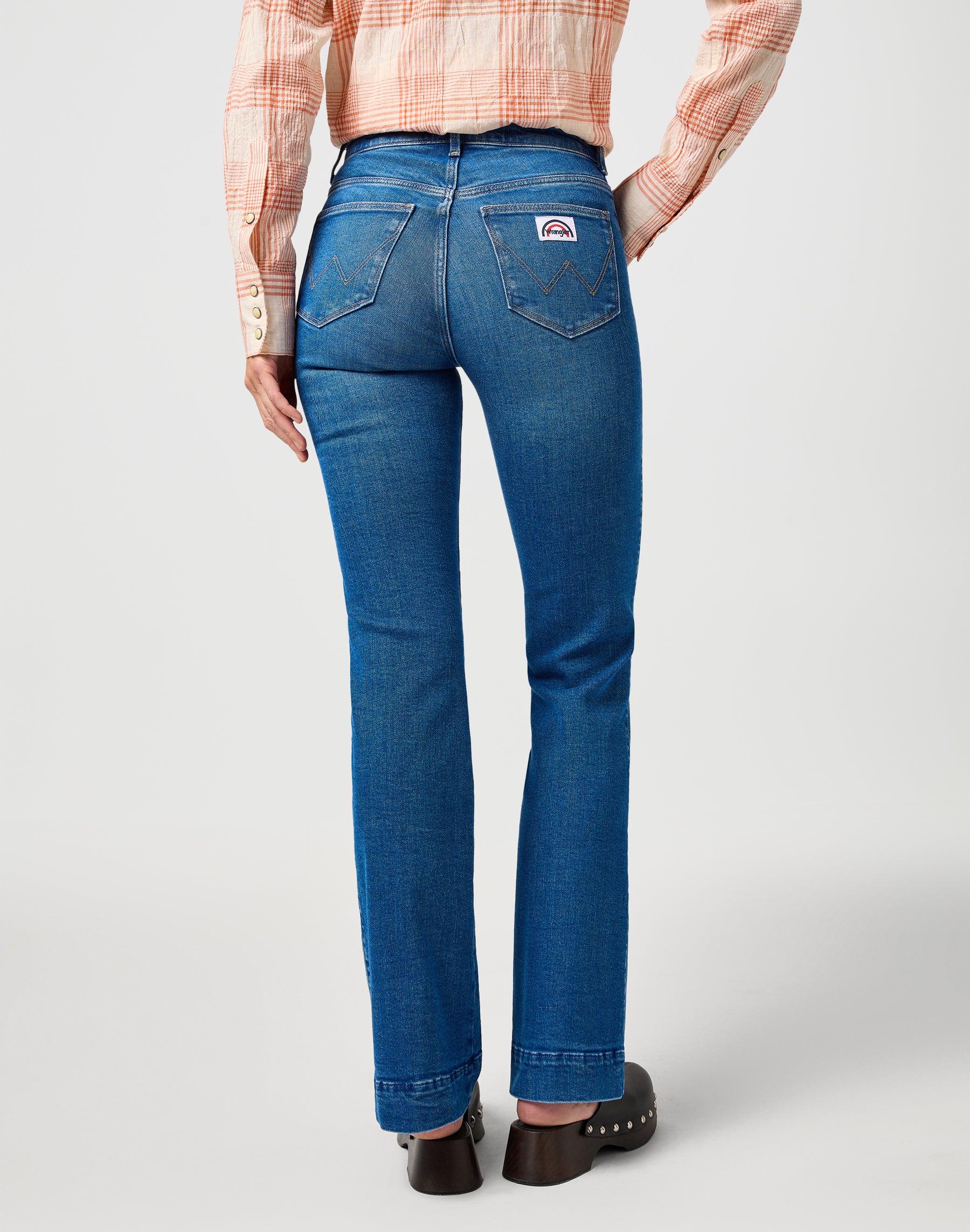 Flare in jeans blu tinta unita Wrangler