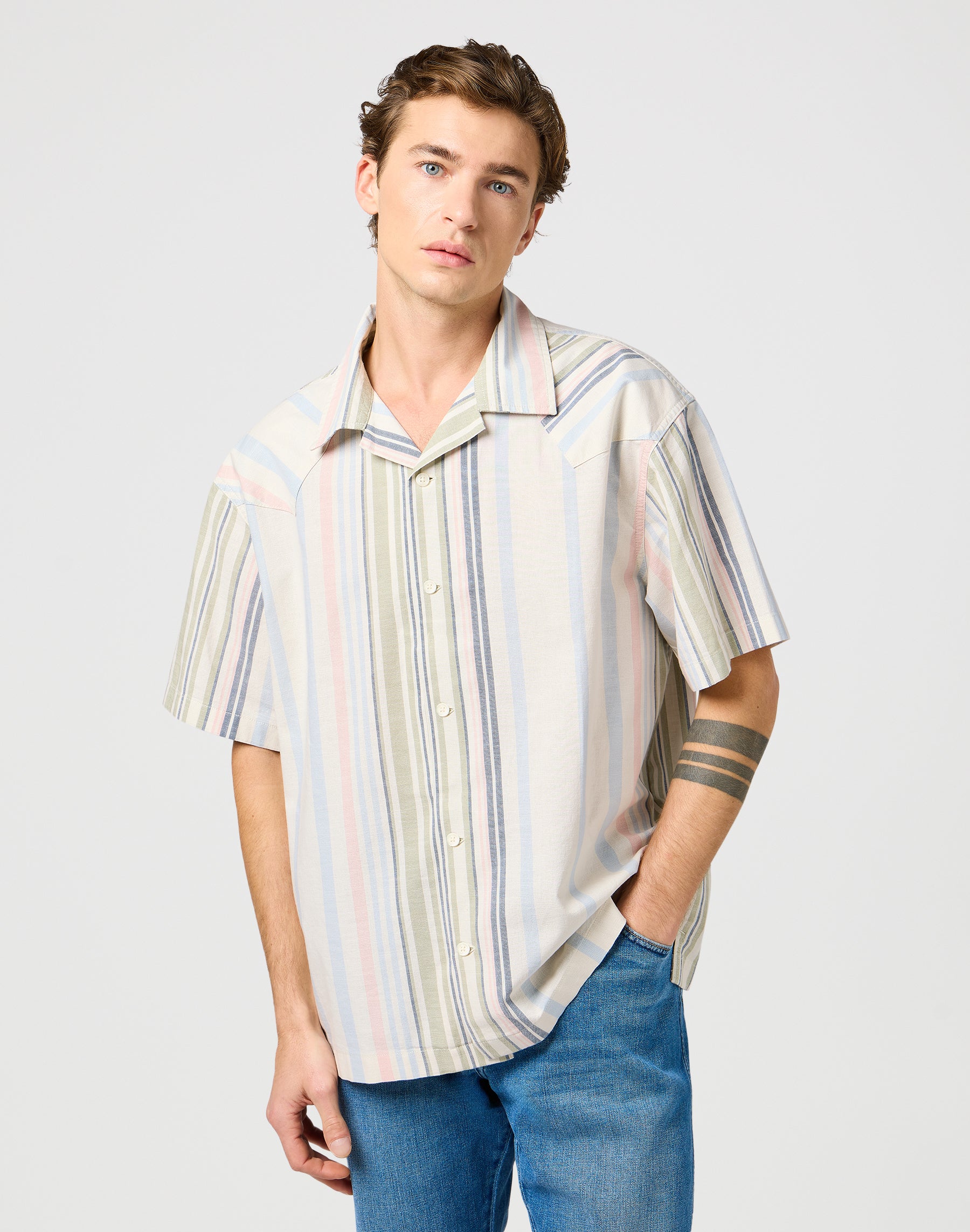 Camicia Ss W Resort a righe naturali Camicie Wrangler