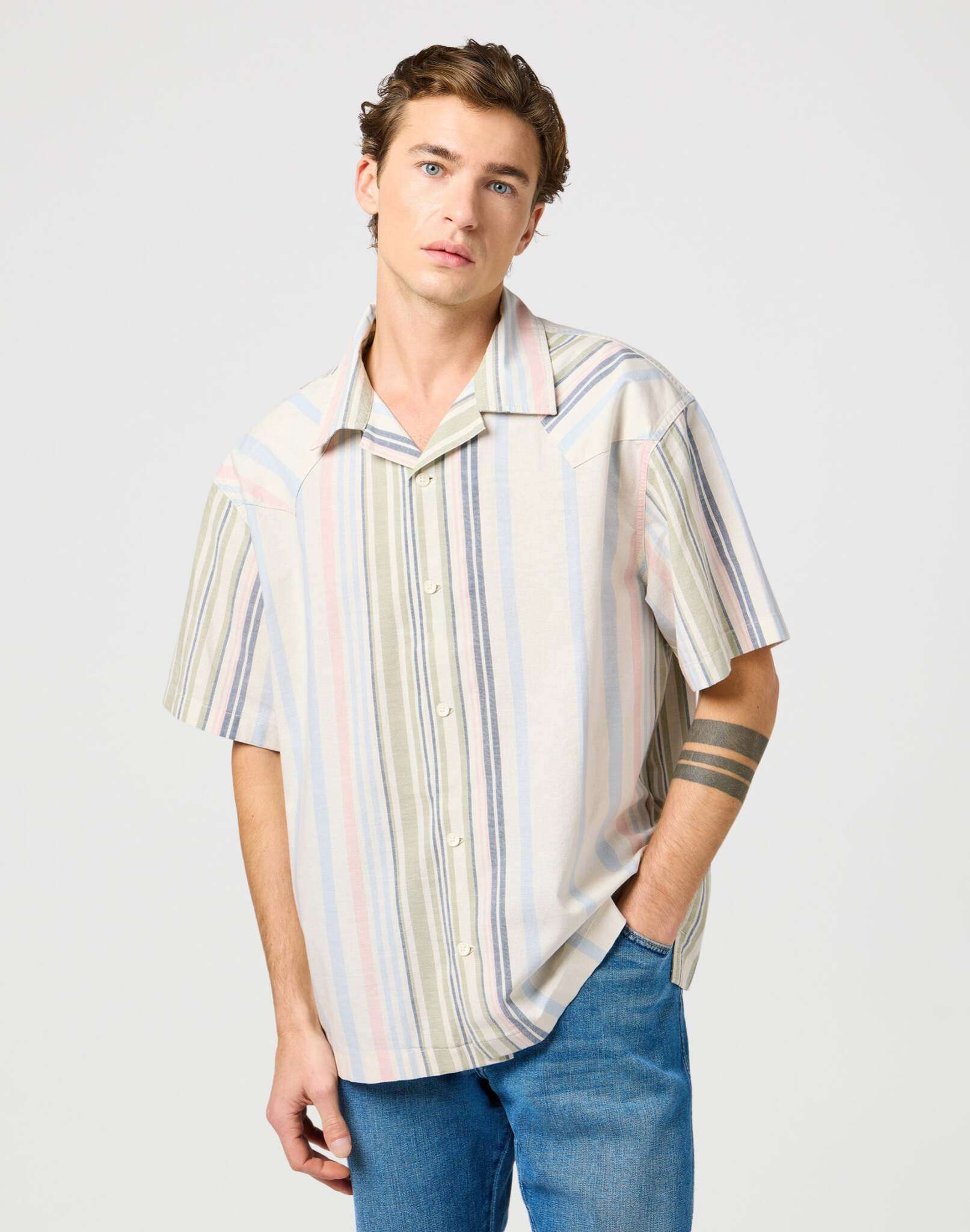 Camicia Ss W Resort a righe naturali Camicie Wrangler