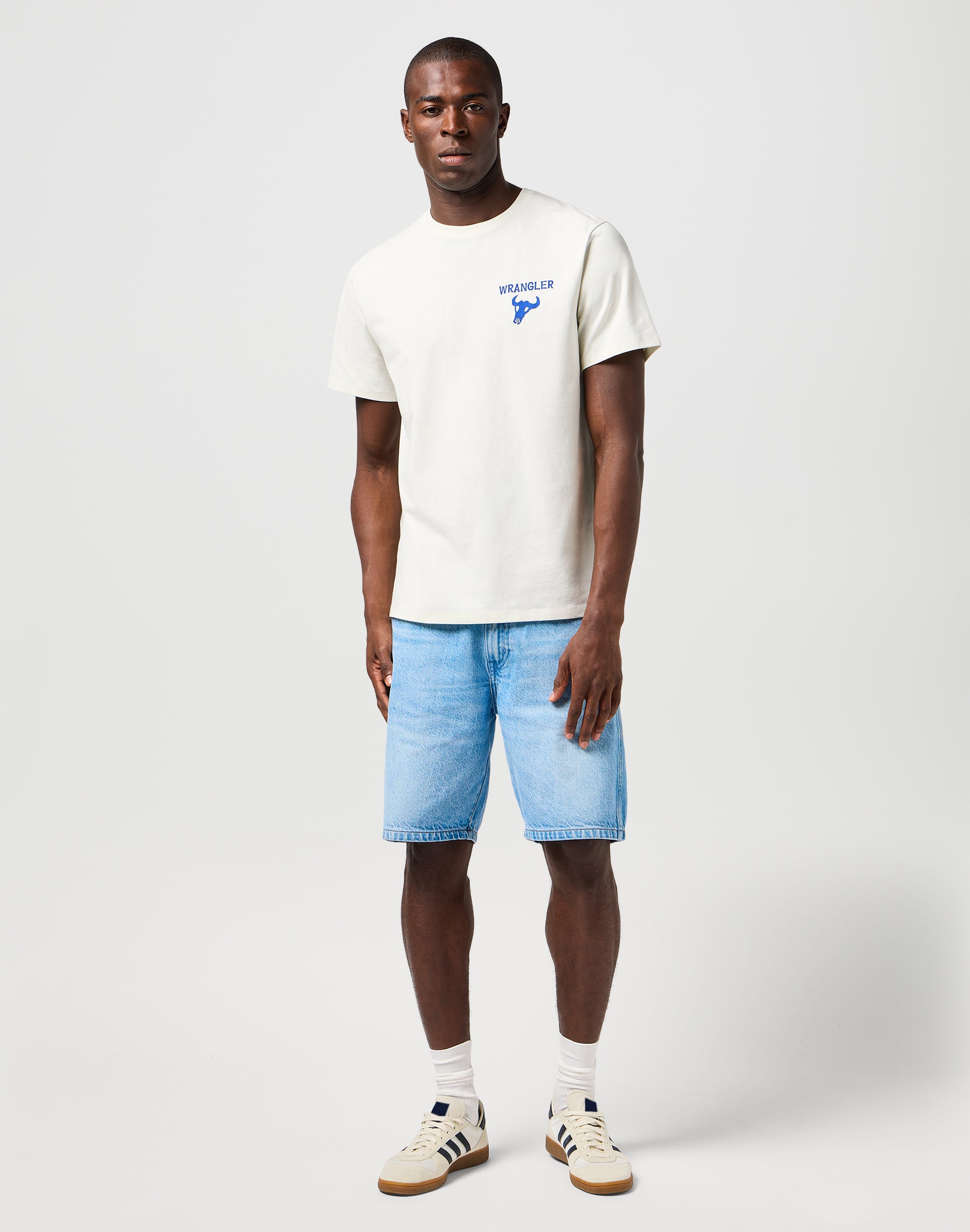 T-shirt grafica in bianco vintage Wrangler