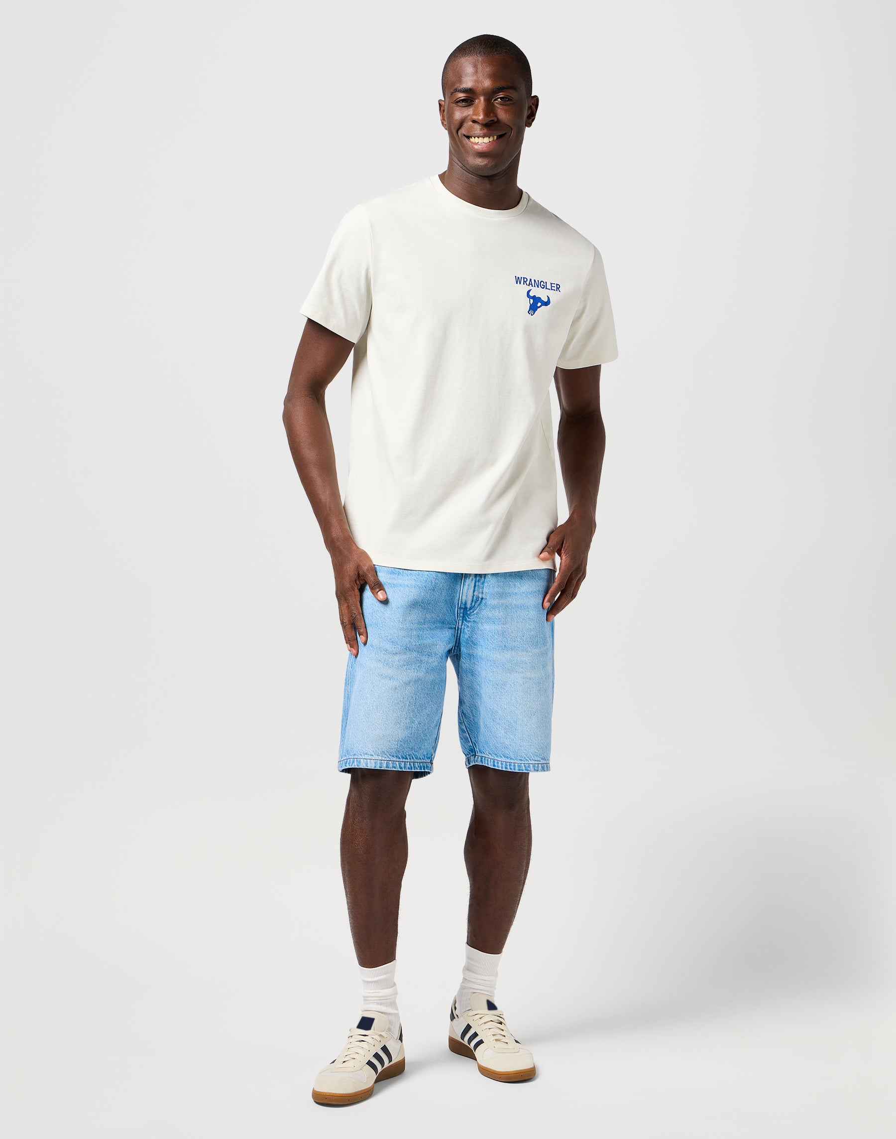 T-shirt grafica in bianco vintage Wrangler