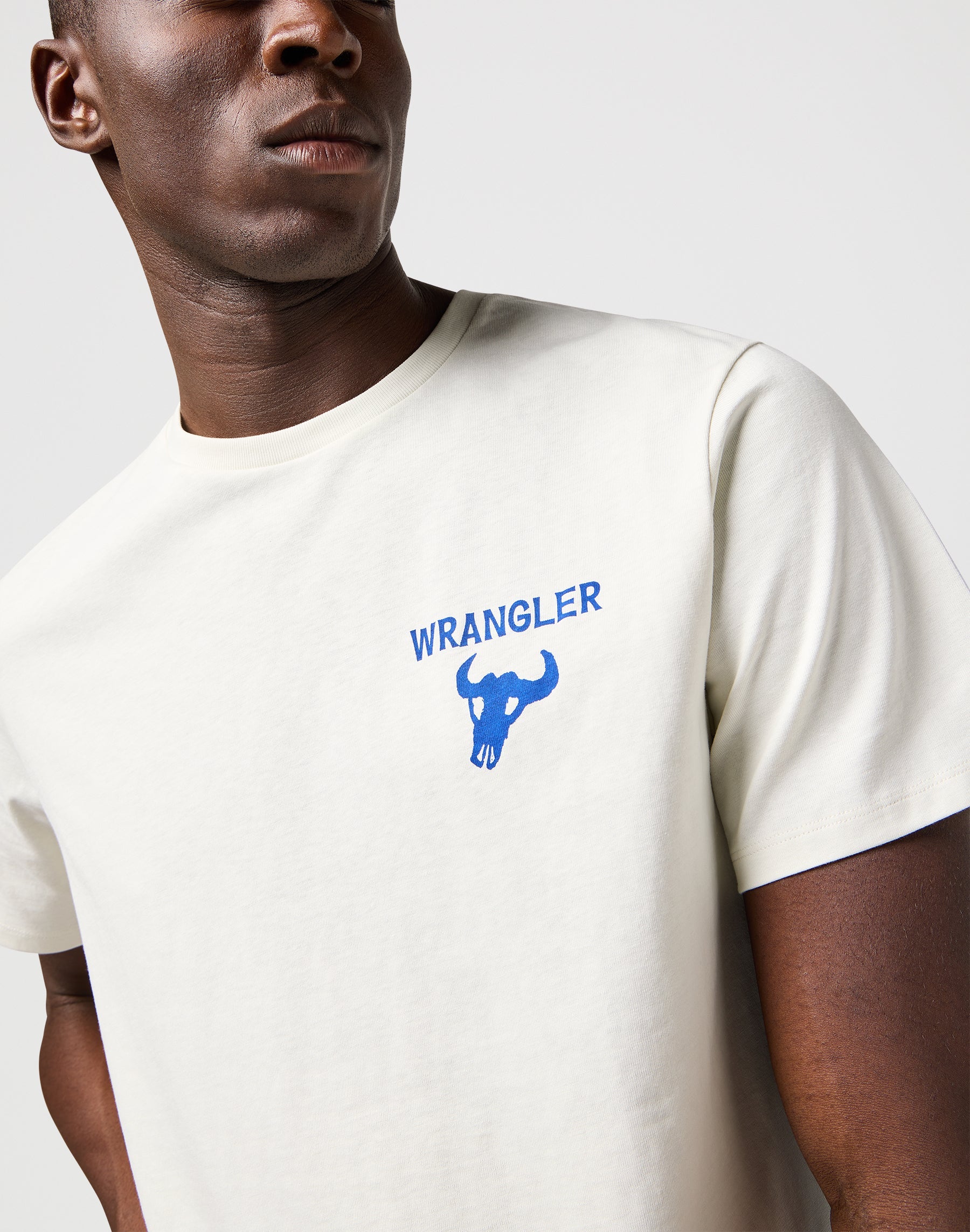 T-shirt grafica in bianco vintage Wrangler