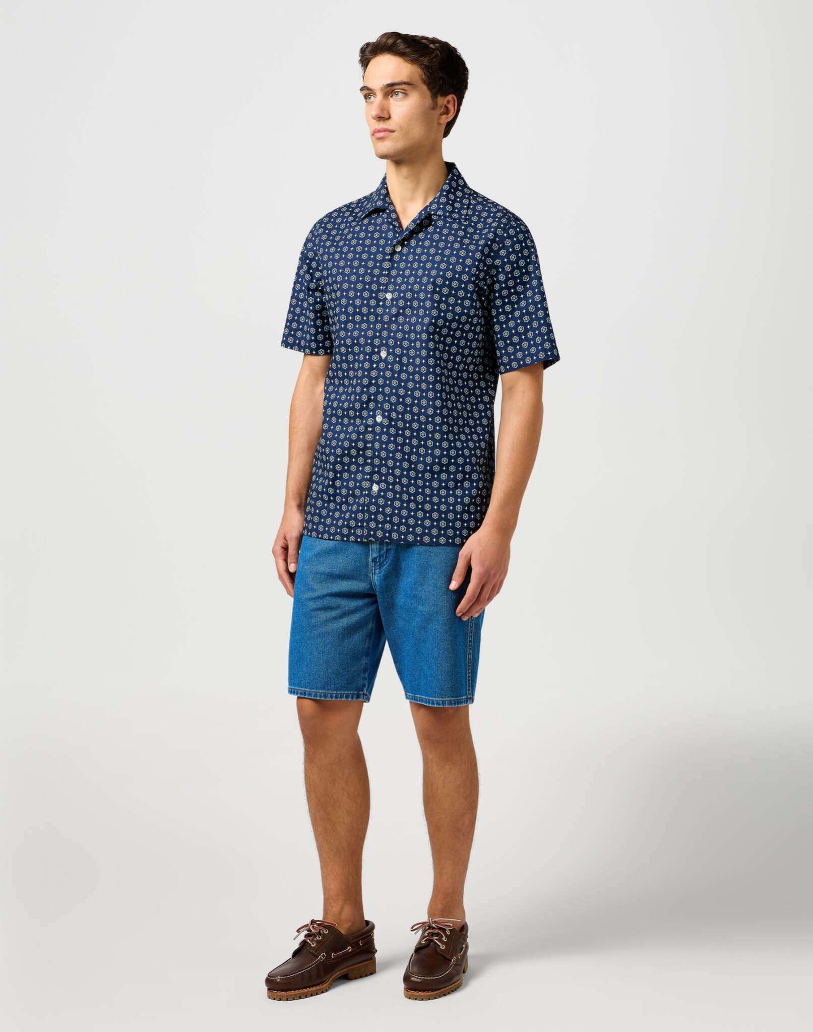 Camicia Ss Resort in Blu Geo Camicie Wrangler