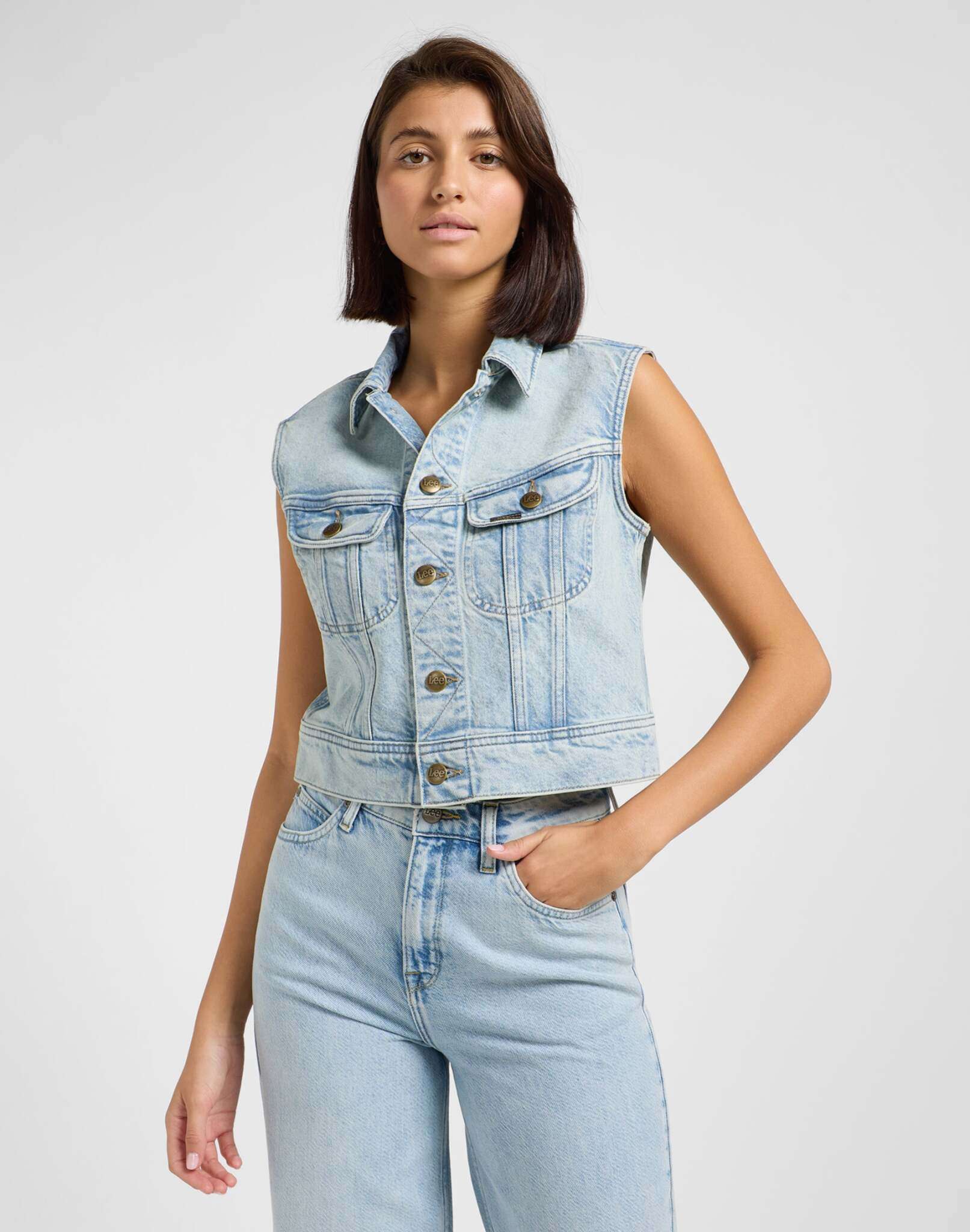 Gilet Cropped Rider in Hint Of Rain Giacche Lee