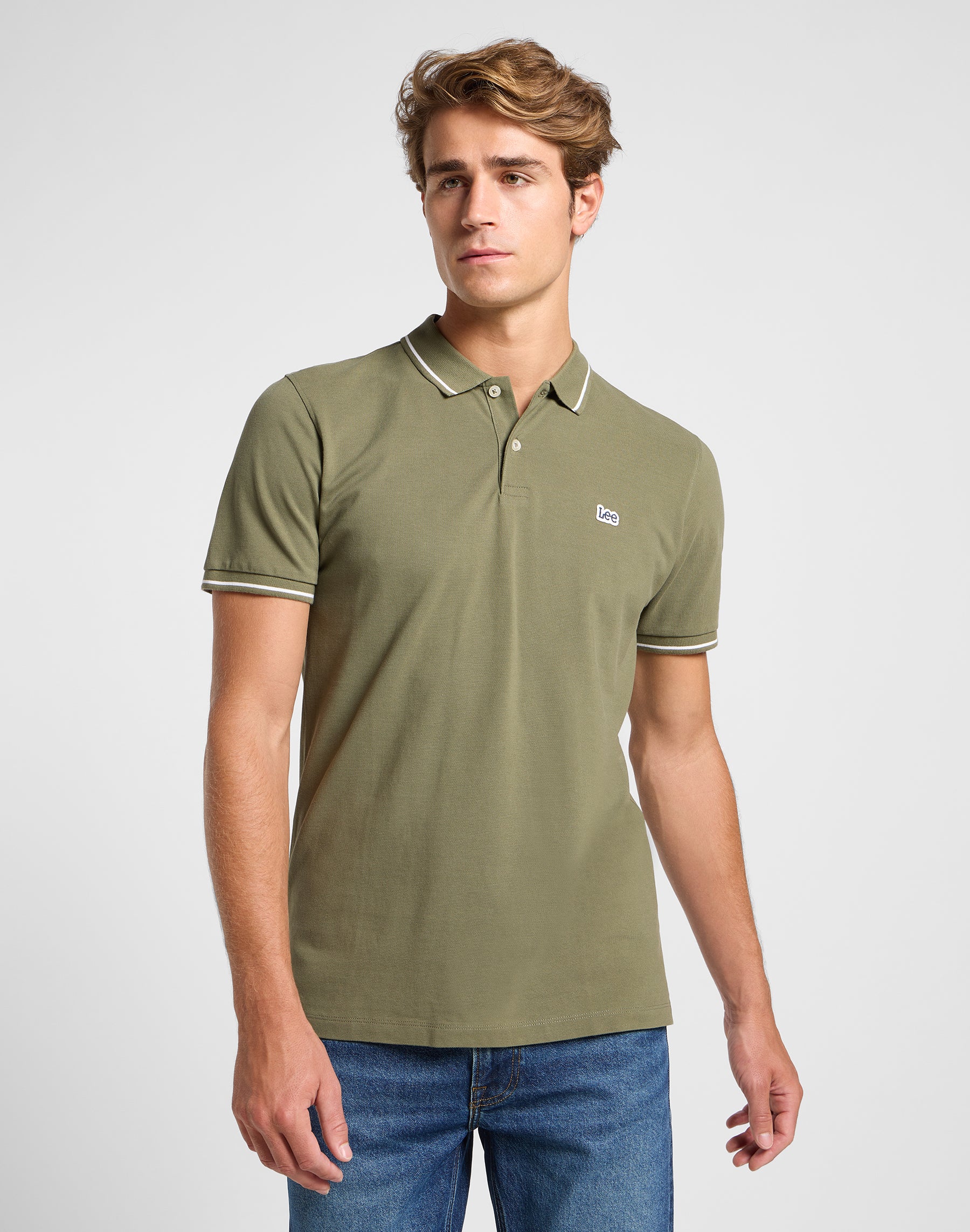 Polo in piqué in verde mercantile T-Shirt Lee