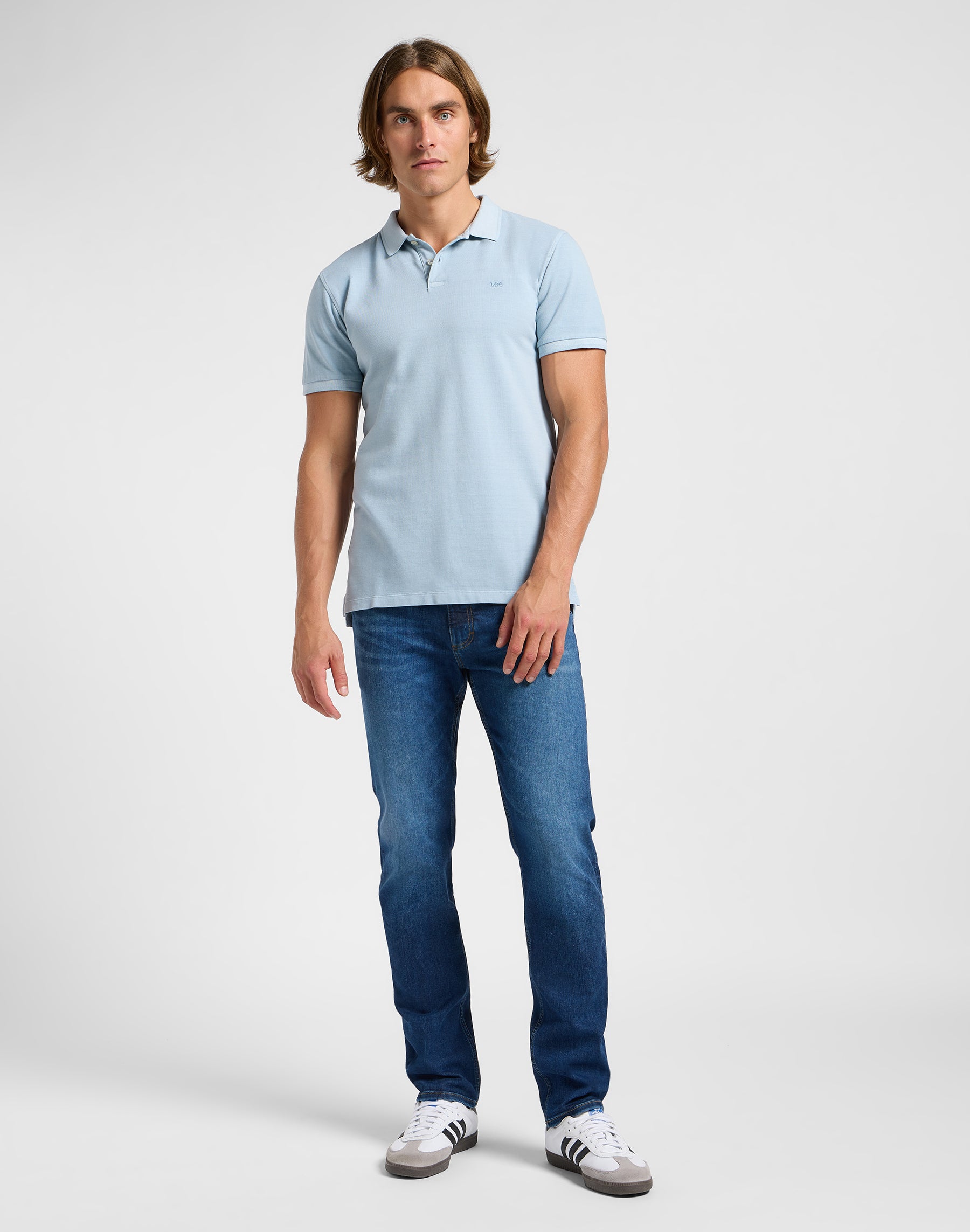 Polo tinta in capo in grigio cemento T-Shirt Lee