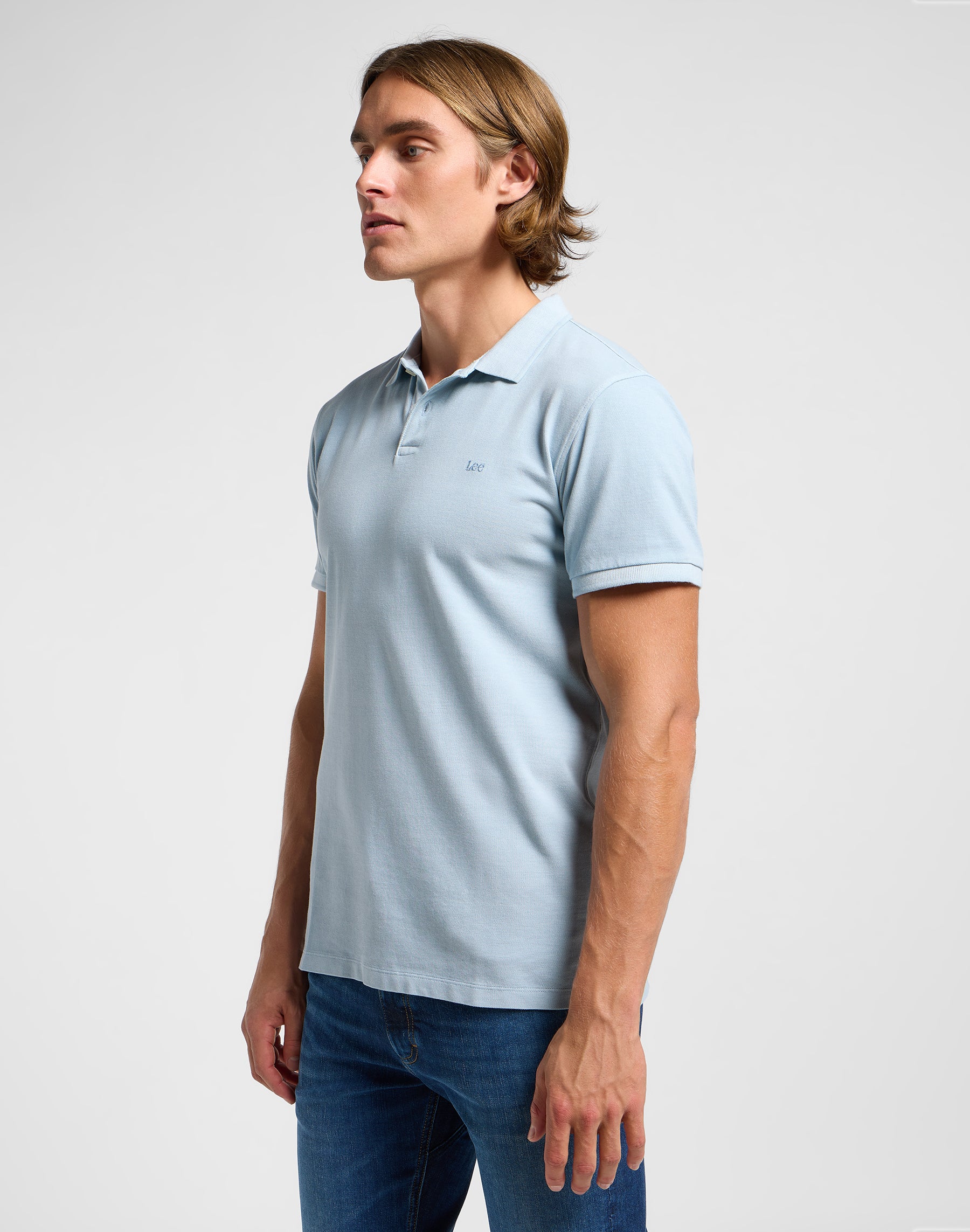 Polo tinta in capo in grigio cemento T-Shirt Lee