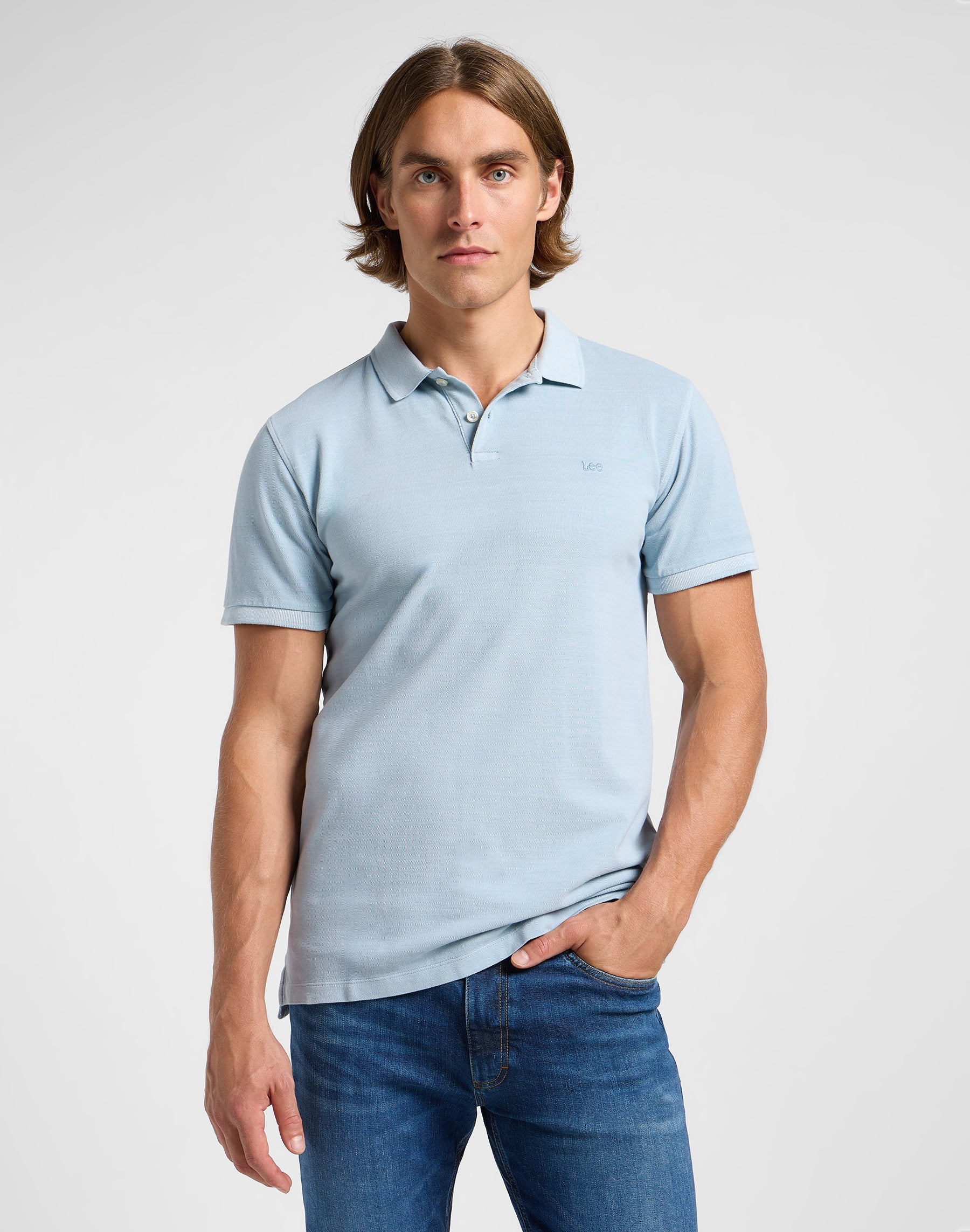 Polo tinta in capo in grigio cemento T-Shirt Lee