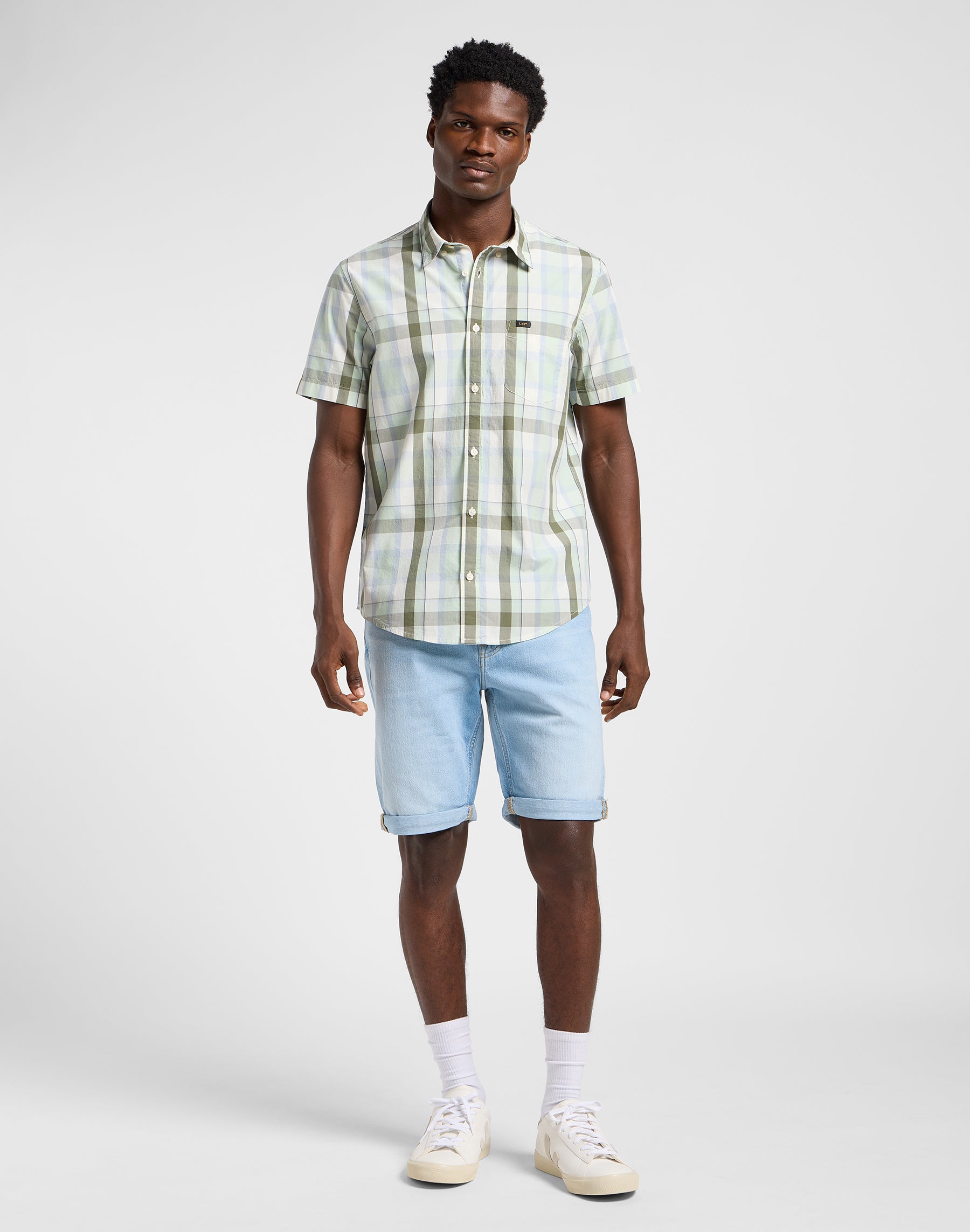 Lee Button Down Ss in Concrete Sage Camicie Lee
